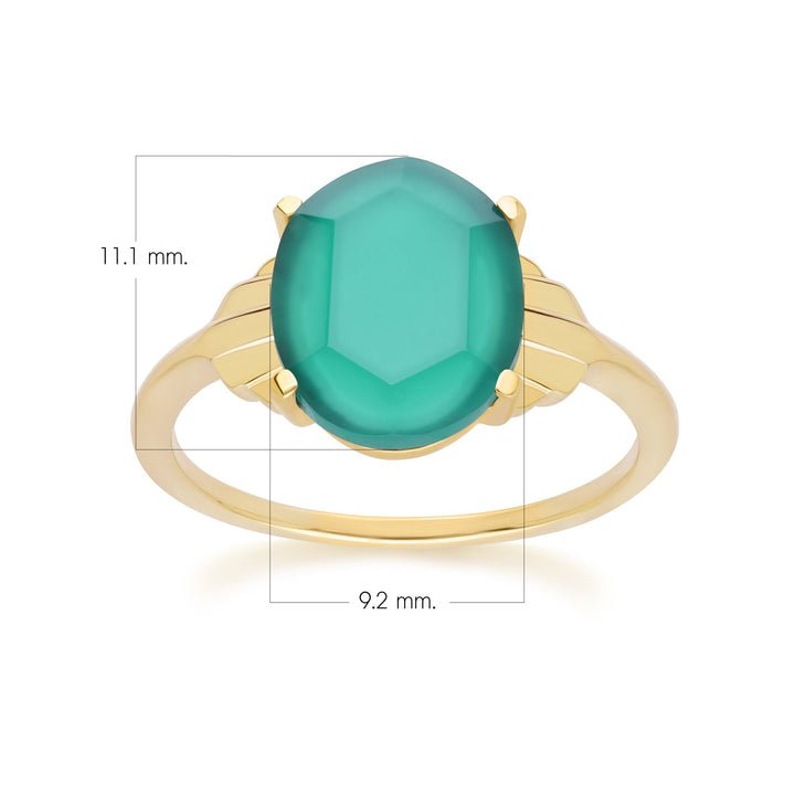 Grand Deco Ovaler Chalcedon-Ring aus Gold Vermeil