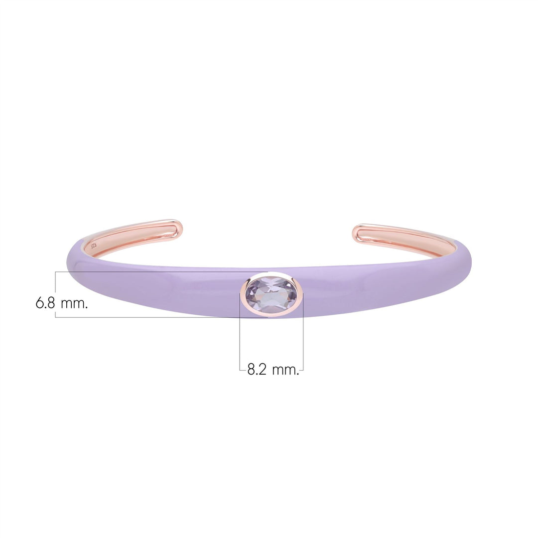 Siberian Waltz Armreif aus violetter Emaille und achteckigem Amethyst in Roségold-Vermeil