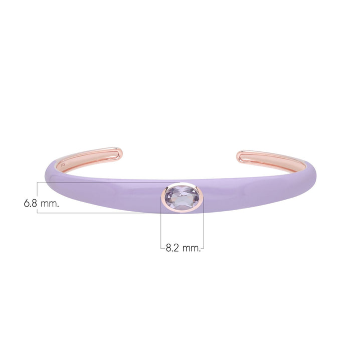 Siberian Waltz Armreif aus violetter Emaille und achteckigem Amethyst in Roségold-Vermeil