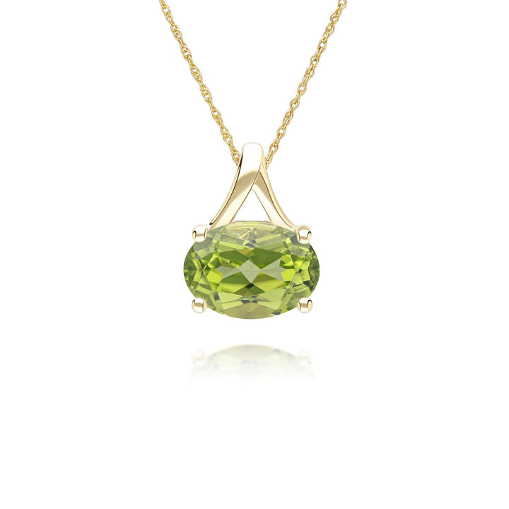 Classic Oval Peridot Pendant Necklace in 9ct Yellow Gold 7x5mm