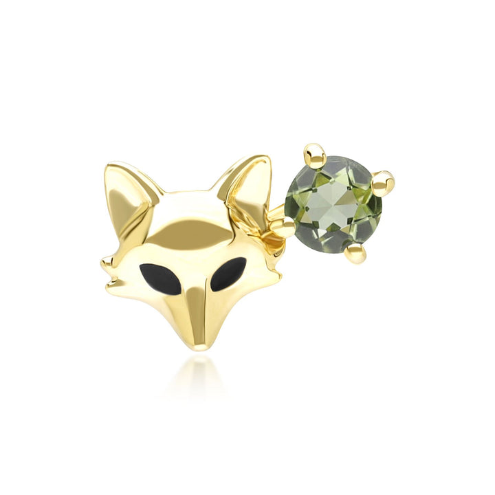 Gardenia Peridot Fuchs Pin in 9 Karat Gelbgold