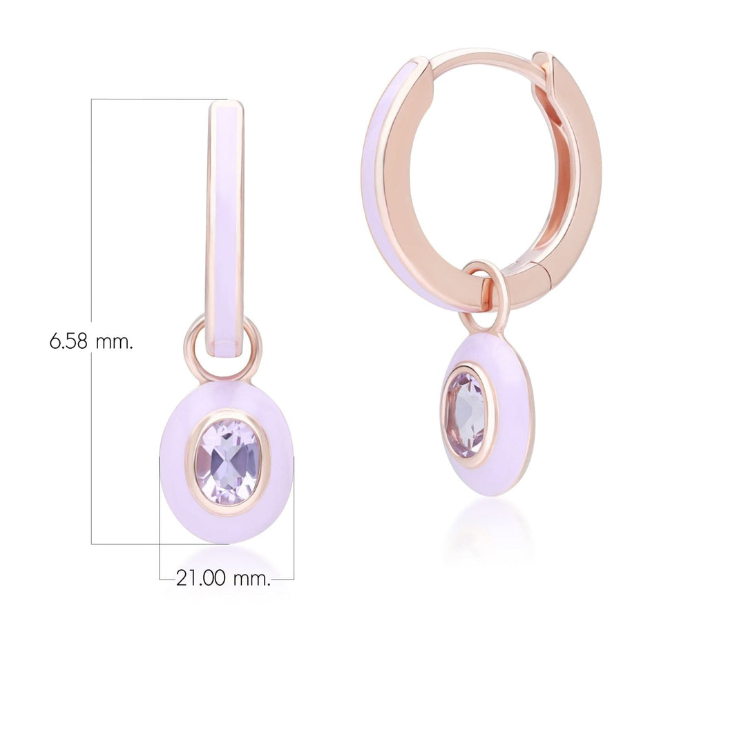 253E419001925 Siberian Waltz Violet Enamel & Pink Amethyst Hoop Earrings In 18ct Rose Gold Plated Sterling Silver Dimensions