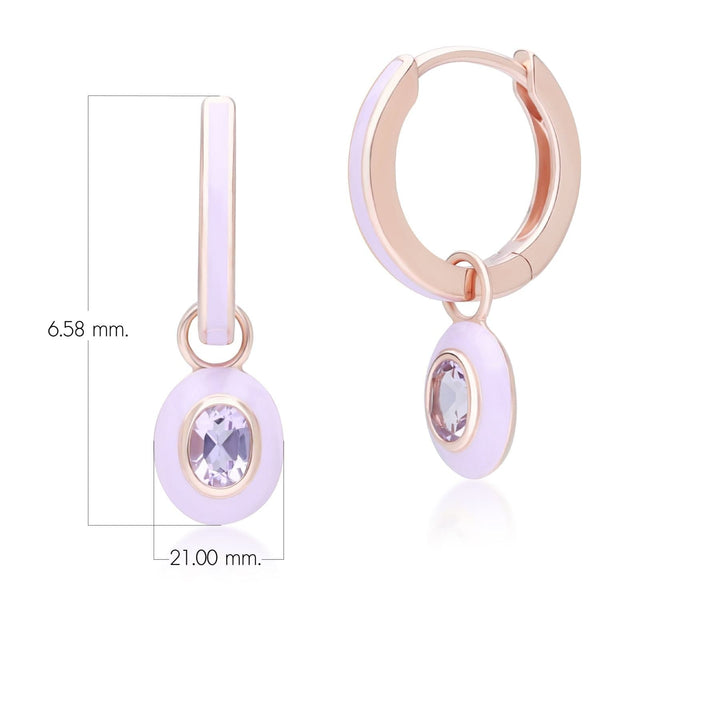 253E419001925 Siberian Waltz Violet Enamel & Pink Amethyst Hoop Earrings In 18ct Rose Gold Plated Sterling Silver Dimensions