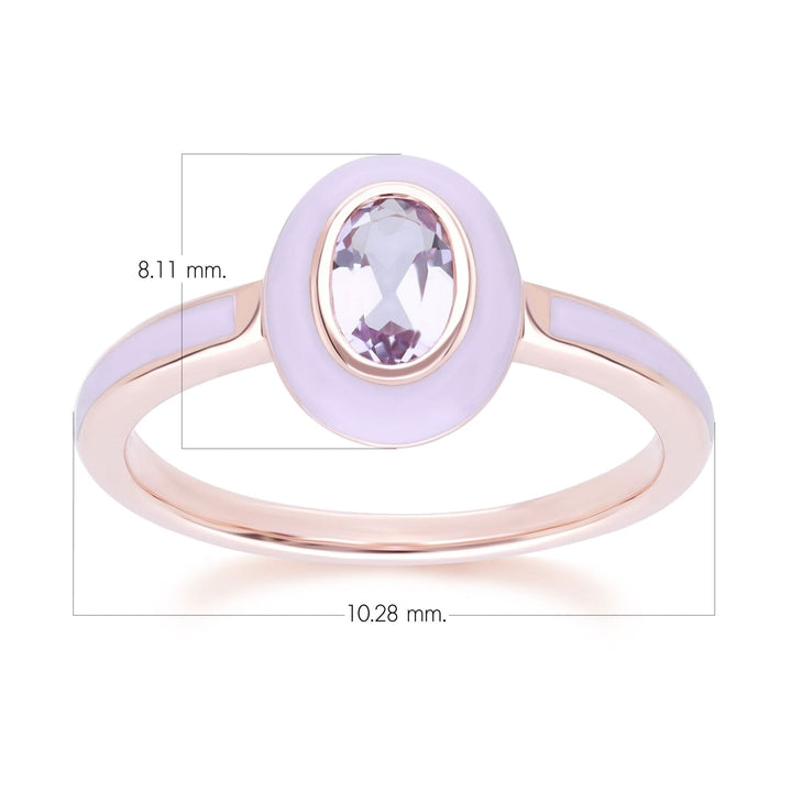 253R710501925 Siberian Waltz Violet Enamel & Pink Amethyst Ring In 18ct Rose Gold Plated Sterling Silver Dimensions
