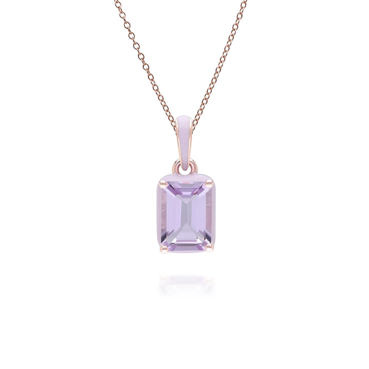 Siberian Waltz – Halskette mit violettem Emaille- und achteckigem Amethyst-Anhänger aus Roségold-Vermeil
