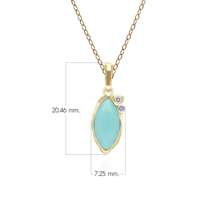 253P335203925 Irregular Marquise Turquoise & Topaz Pendant In 18ct Gold Plated SterlIng Silver Dimensions