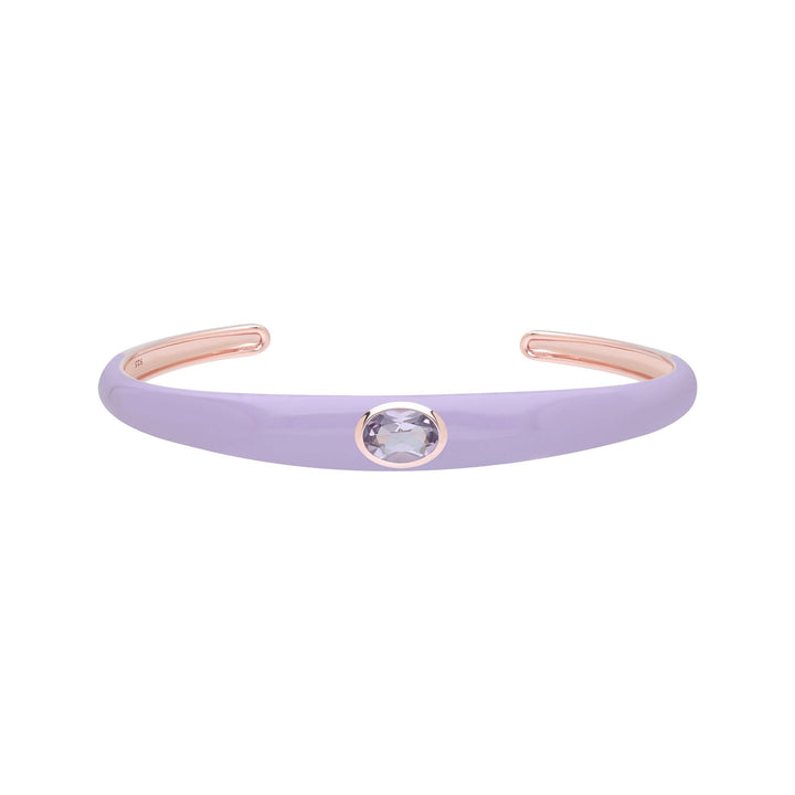Siberian Waltz Armreif aus violetter Emaille und achteckigem Amethyst in Roségold-Vermeil
