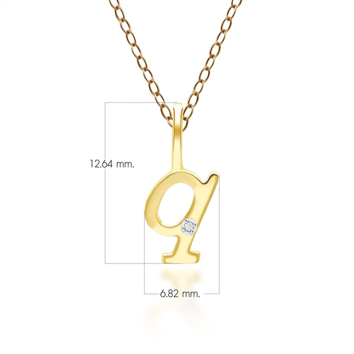 191P0788019 Alphabet Letter Q Diamond pendant in 9ct Yellow Gold Dimensions