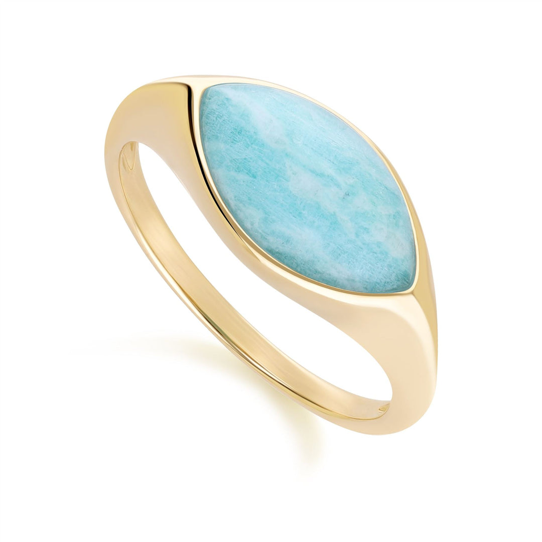 Klassischer Marquise-Amazonitring in 9 Karat Gelbgold