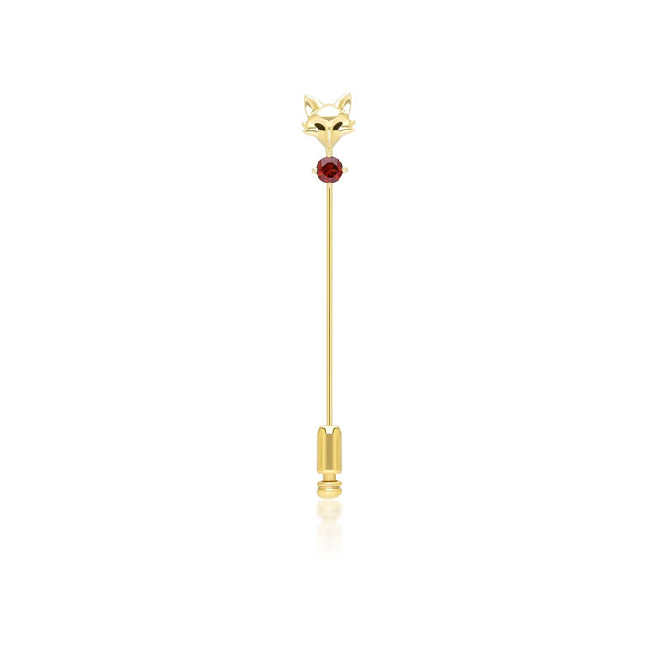 Gardenia Granat Fuchs Anstecknadel in 9 Karat Gelbgold