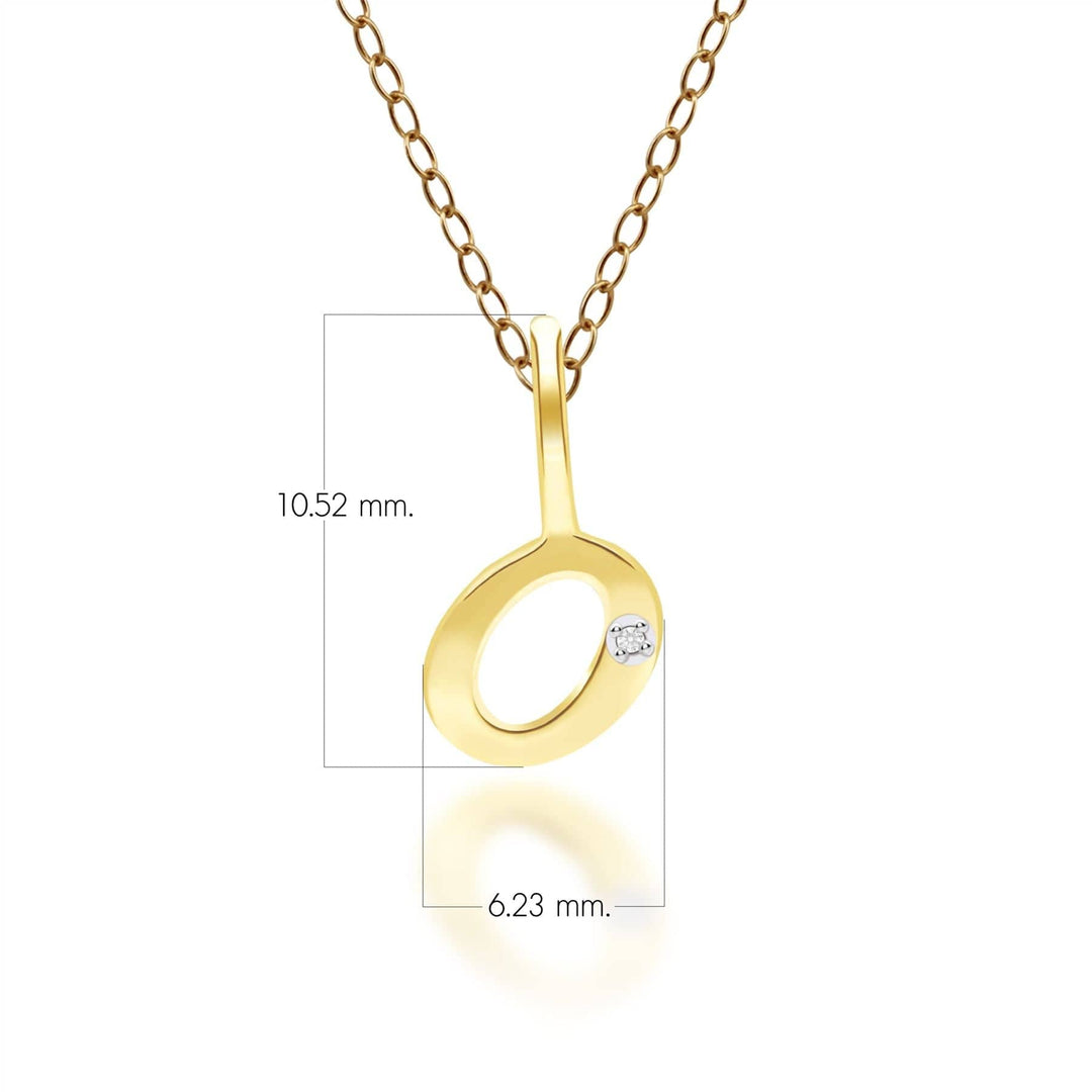 191P0786019 Alphabet Letter O Diamond pendant in 9ct Yellow Gold Dimensions