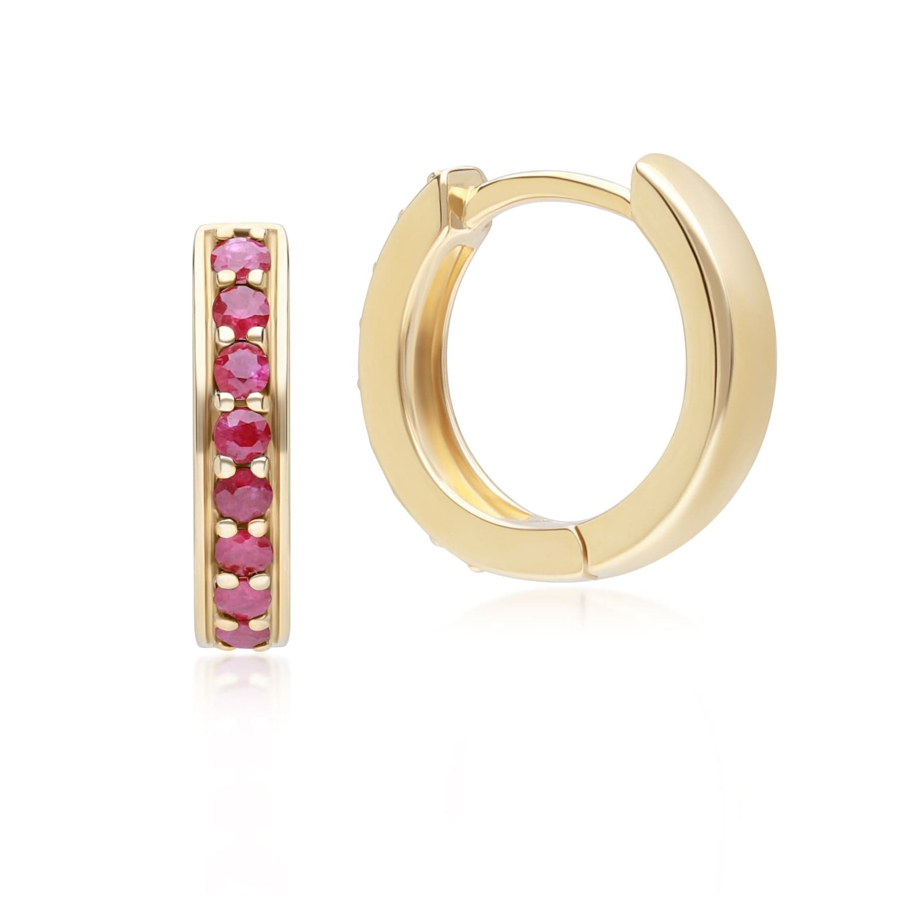 132E2846029 Classic Ruby Huggie Hoop Earrings in 9ct Yellow Gold Dimensions