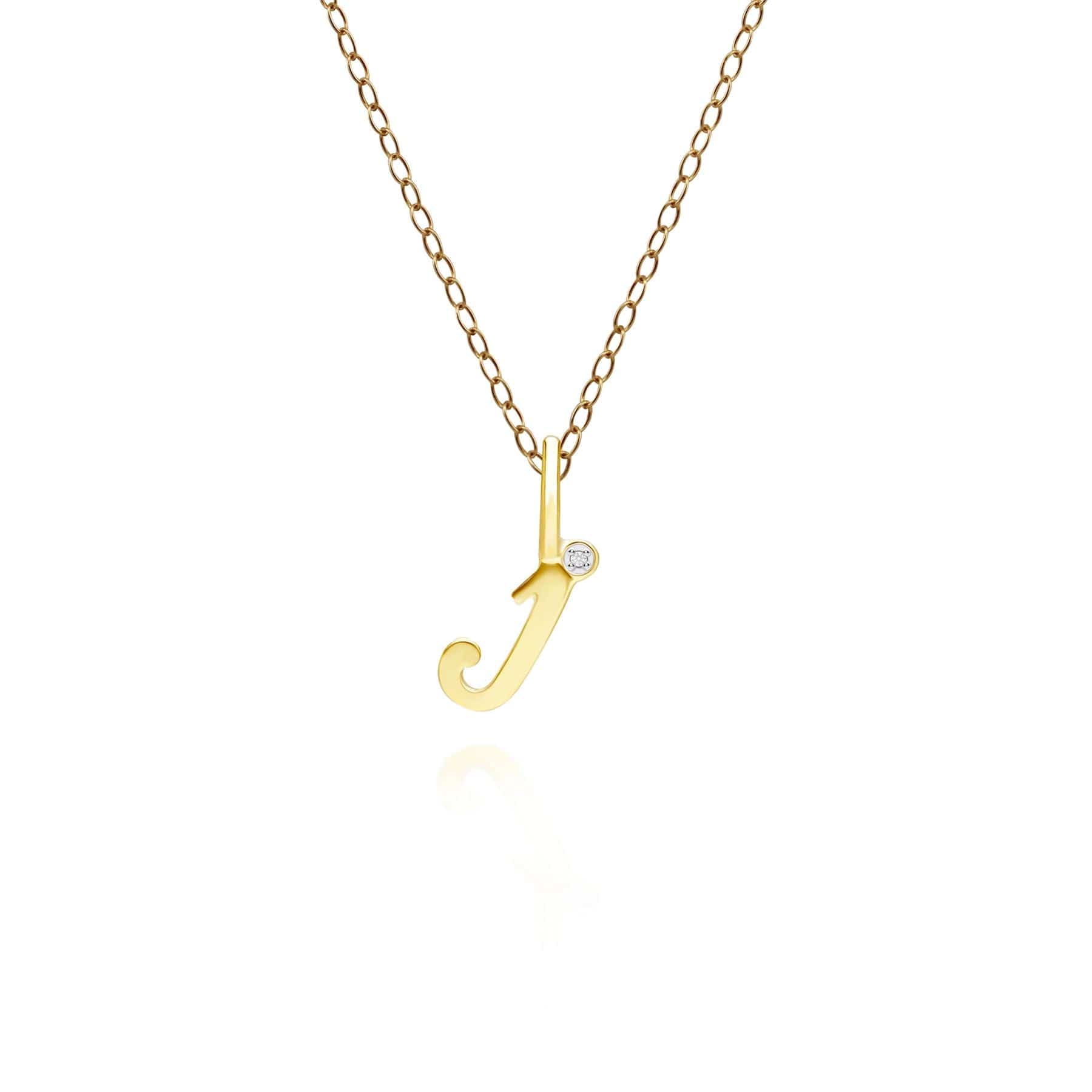 191P0781019 Alphabet Letter J Diamond pendant in 9ct Yellow Gold Front