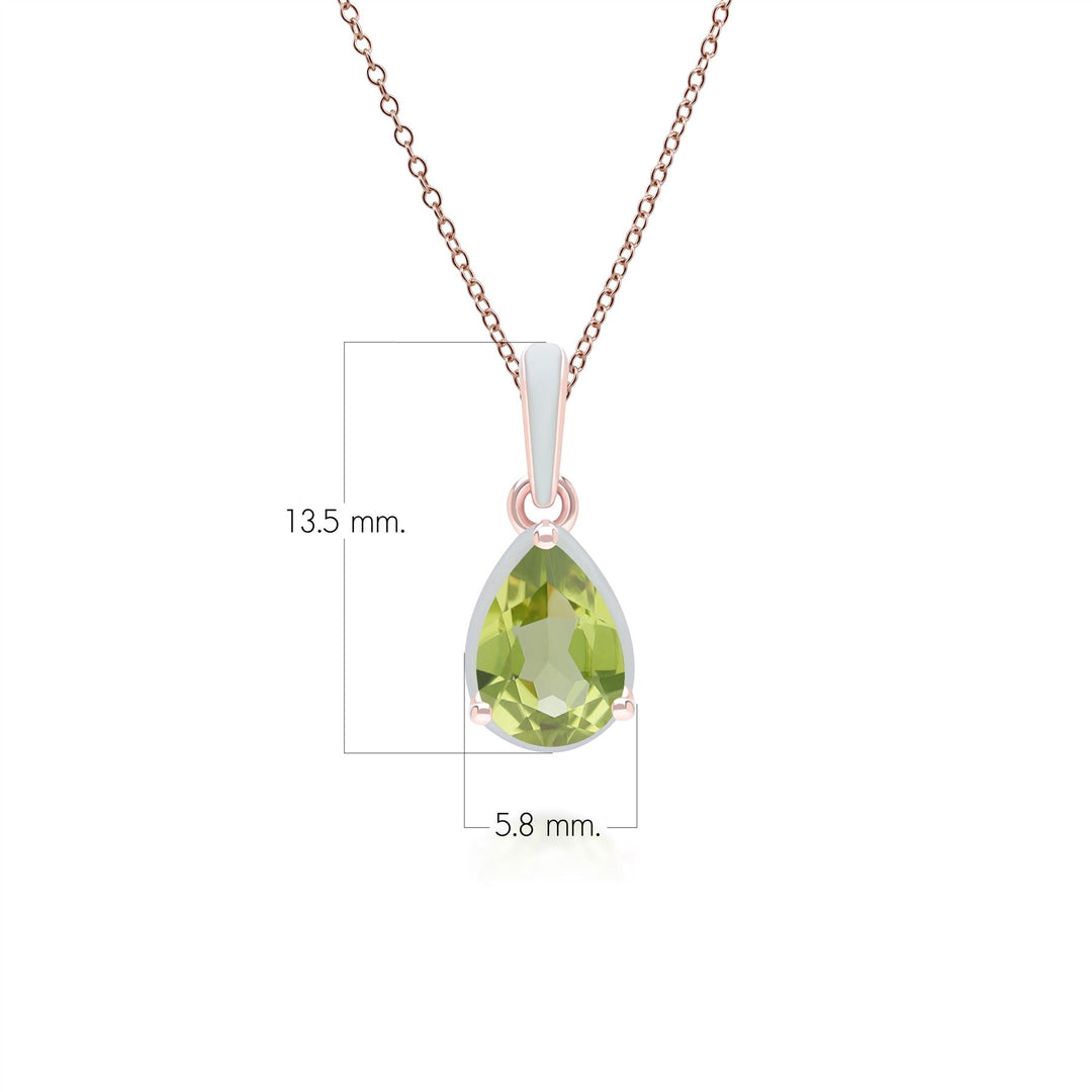 Siberian Waltz – Halskette mit grünem Emaille- und birnenförmigem Peridot-Anhänger aus Roségold-Vermeil
