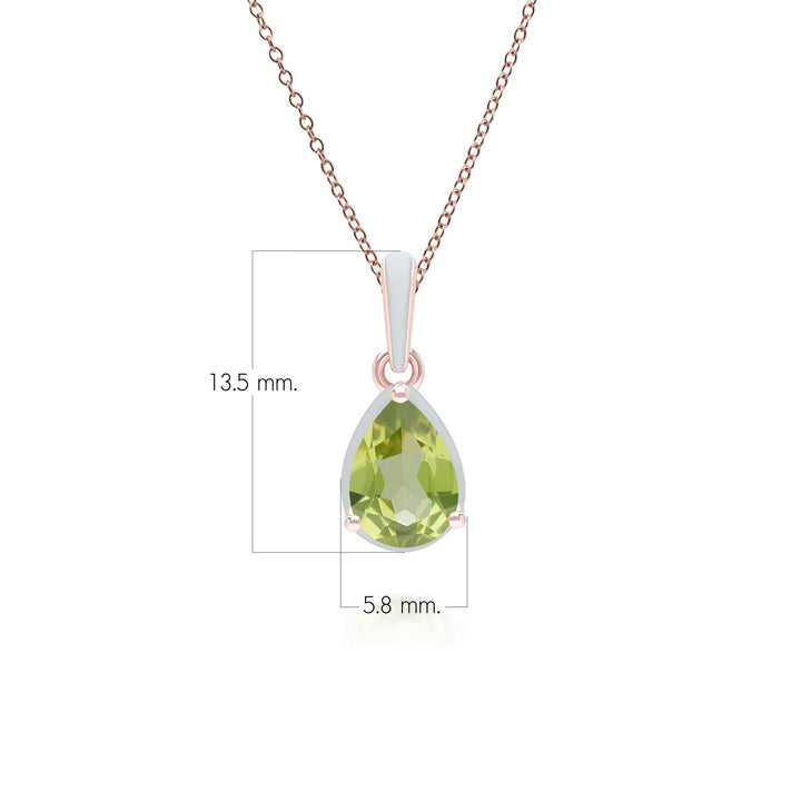 Siberian Waltz – Halskette mit grünem Emaille- und birnenförmigem Peridot-Anhänger aus Roségold-Vermeil