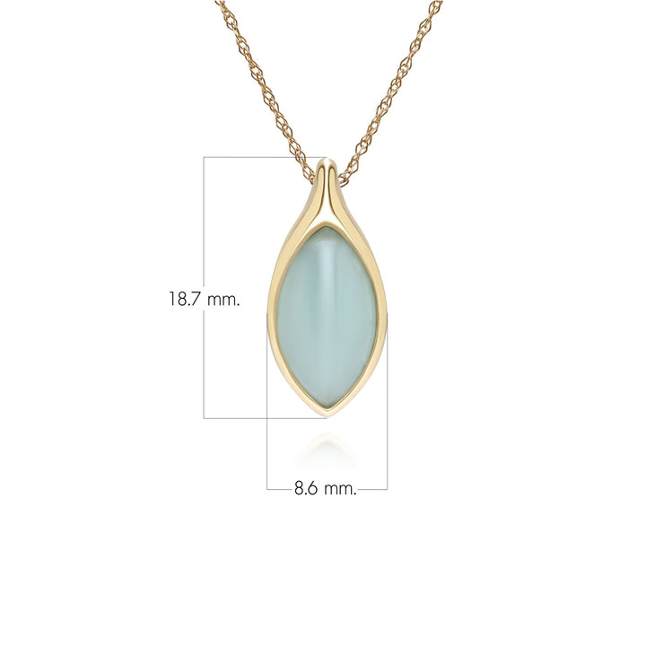Klassische Marquise-Halskette mit grünem Jadeit-Anhänger, Gelbgold 9 Karat