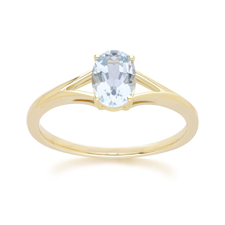 Classic Oval Aquamarine Ring in 9ct Yellow Gold