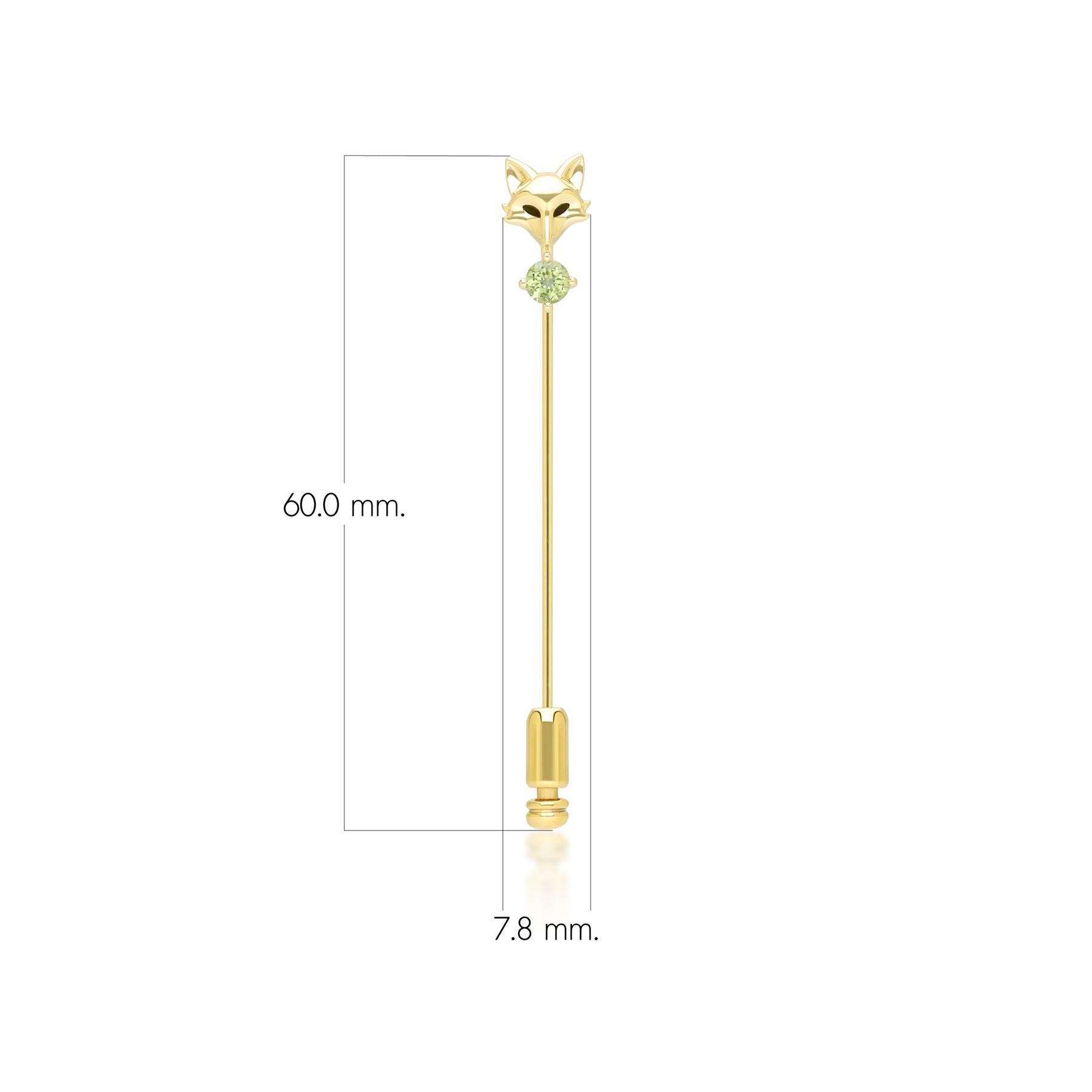 Gardenia Peridot Fox Anstecknadel in 9 Karat Gelbgold