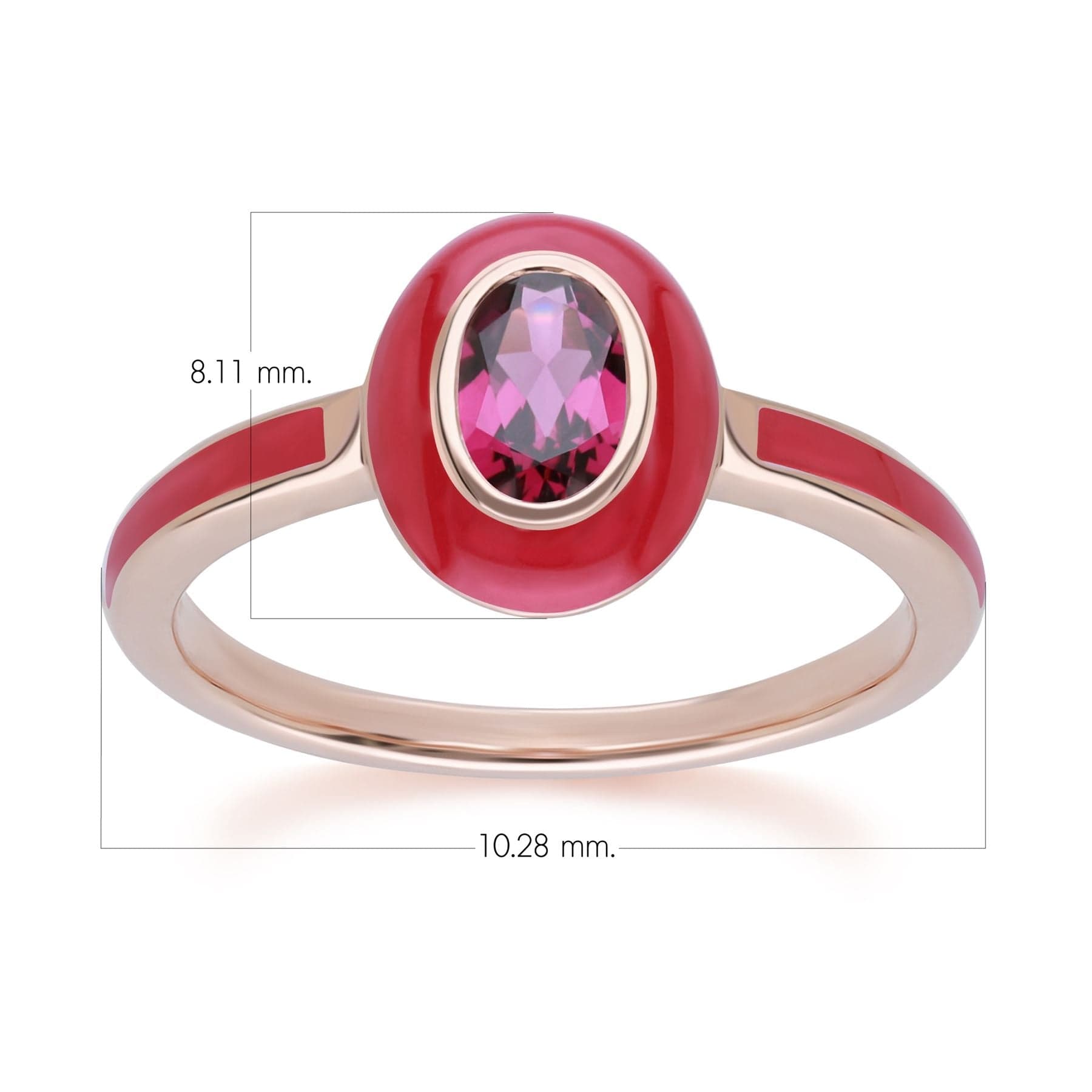 253R710590925 Siberian Waltz Pink Enamel & Oval Rhodolite Ring in Rose Gold Plated Sterling Silver Side