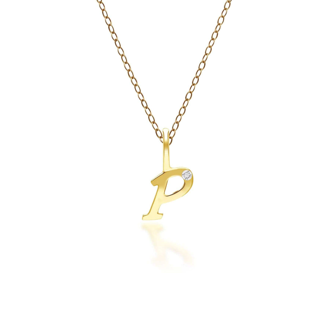 191P0787019 Alphabet Letter P Diamond pendant in 9ct Yellow Gold Front