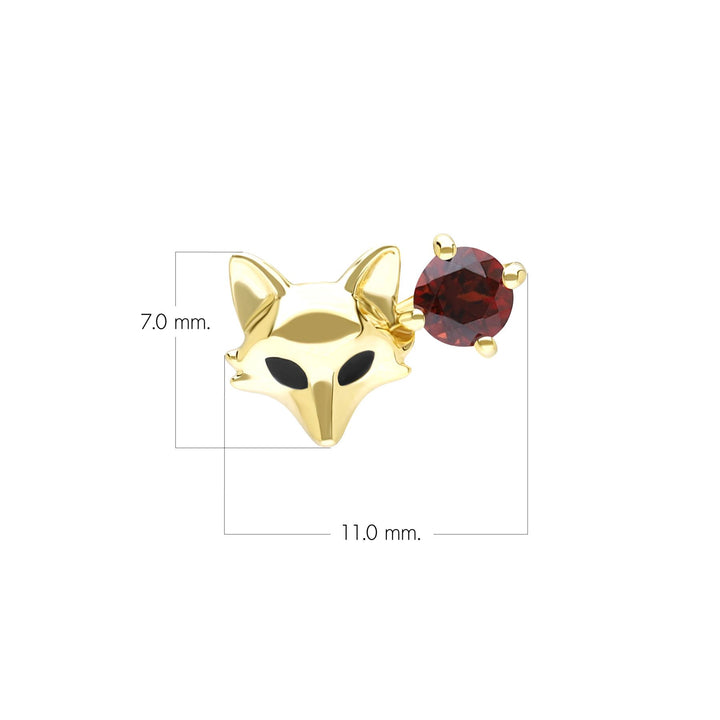Gardenia Granat Fuchs Pin in 9 Karat Gelbgold