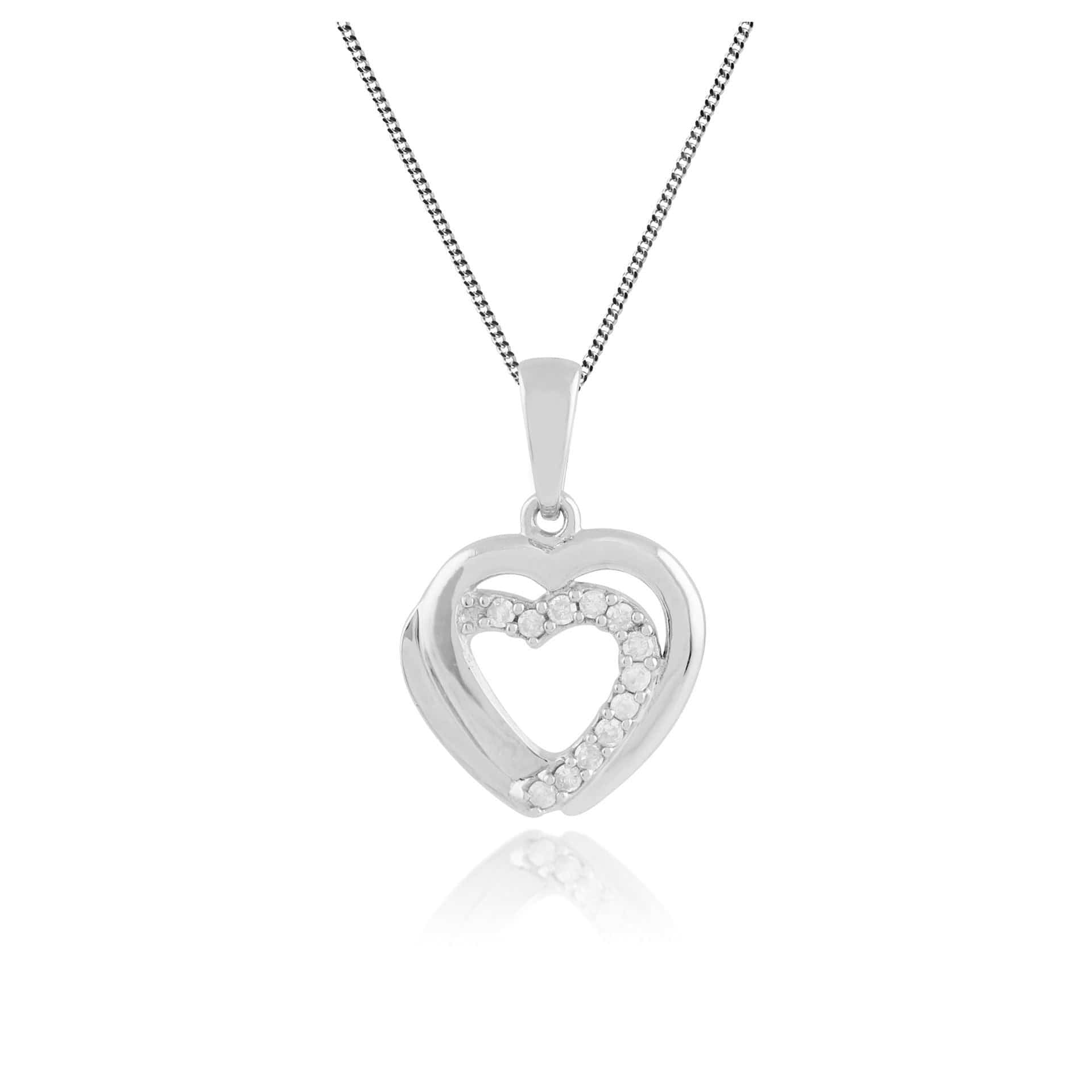 117P0078019 Classic Round Diamond Heart Pendant in 9ct White Gold 1