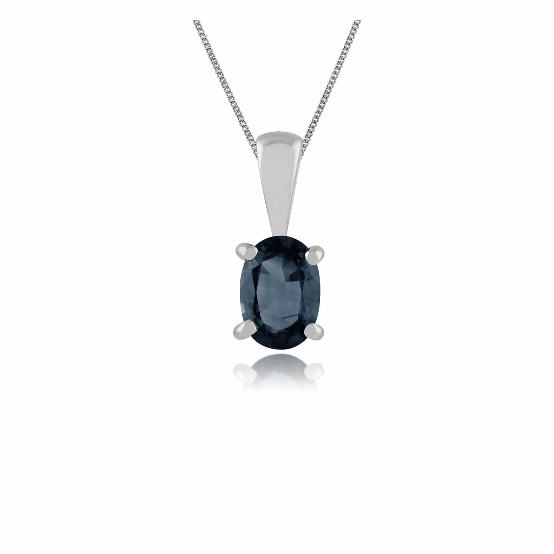 117P0013089 Classic Oval Light Blue Sapphire Pendant in 9ct White Gold 1