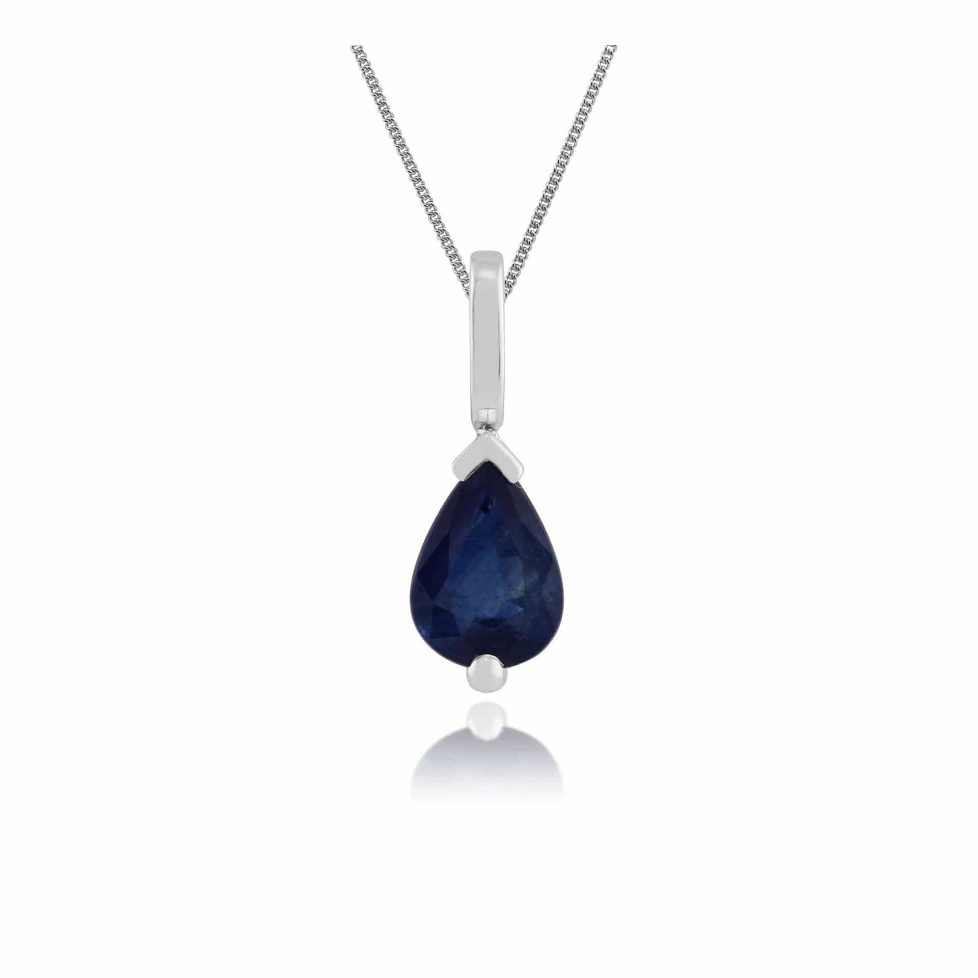 Classic Light Blue Sapphire Pendant on Chain Image 1