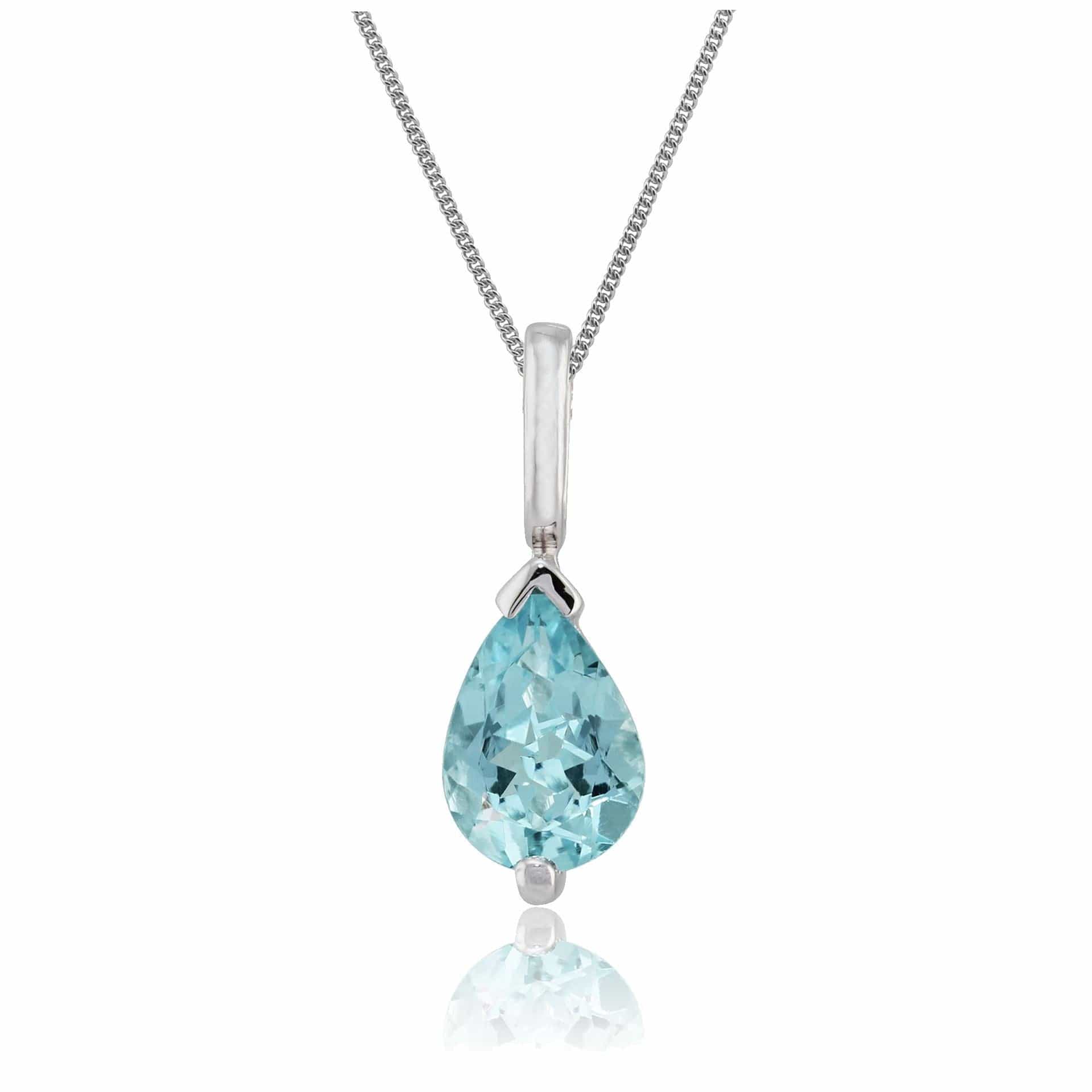 25664 Classic Pear Aquamarine Pendant in 9ct White Gold 1