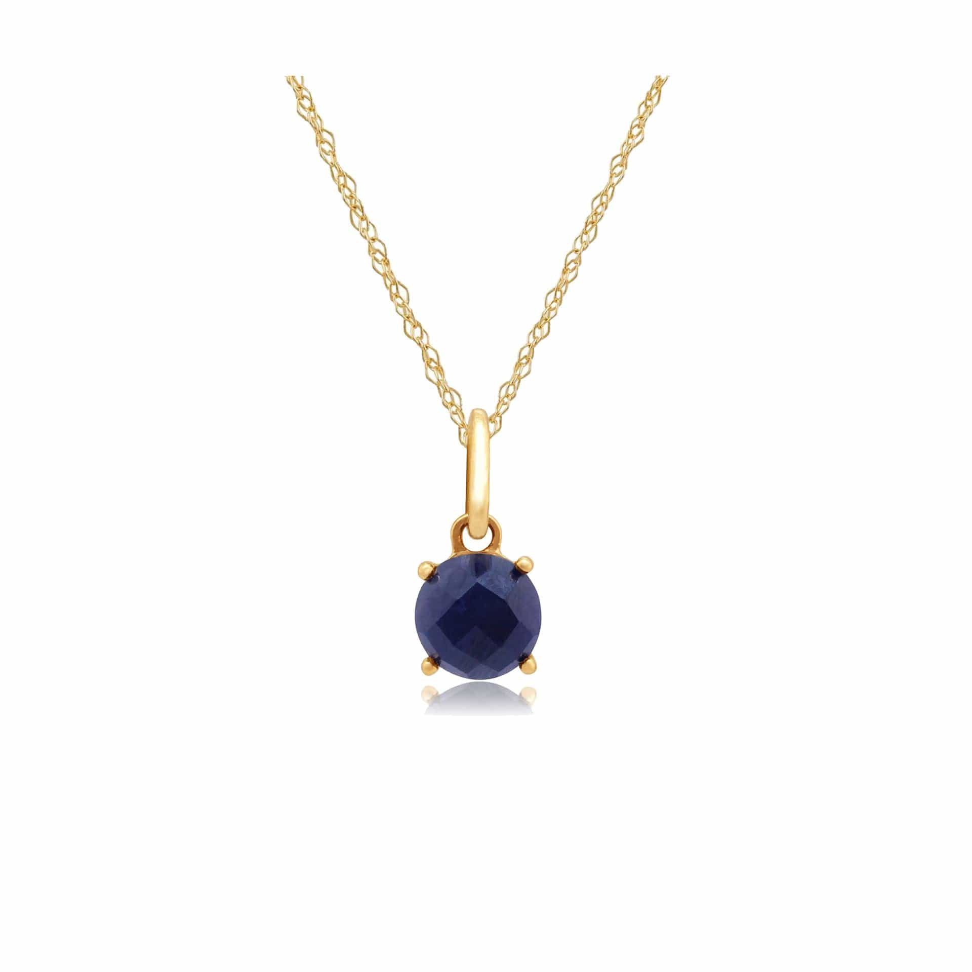 135P1454089 Classic Round Sapphire Checkerboard Pendant in 9ct Yellow Gold 1