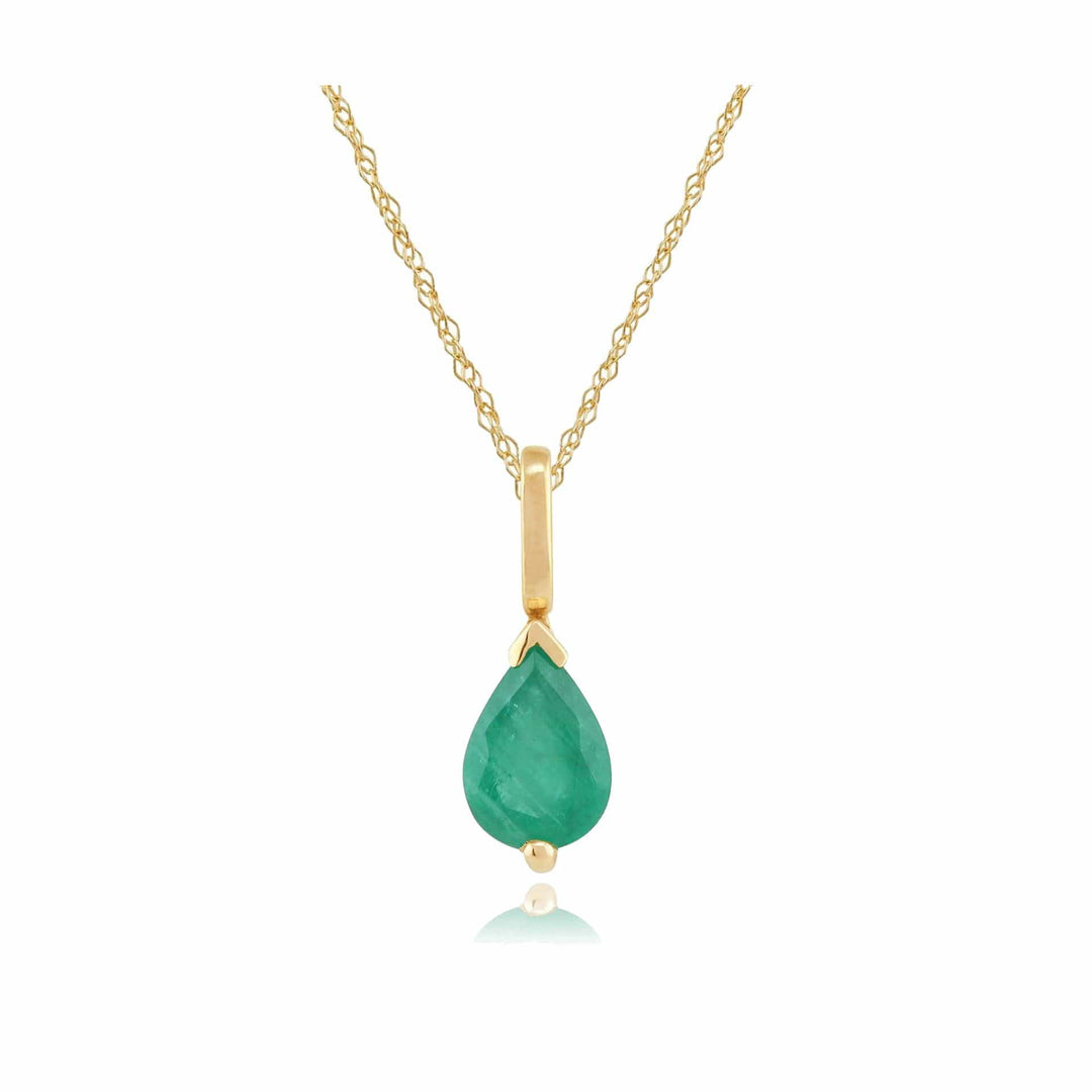 27021nochain Classic Pear Emerald Pendant in 9ct Yellow Gold 1