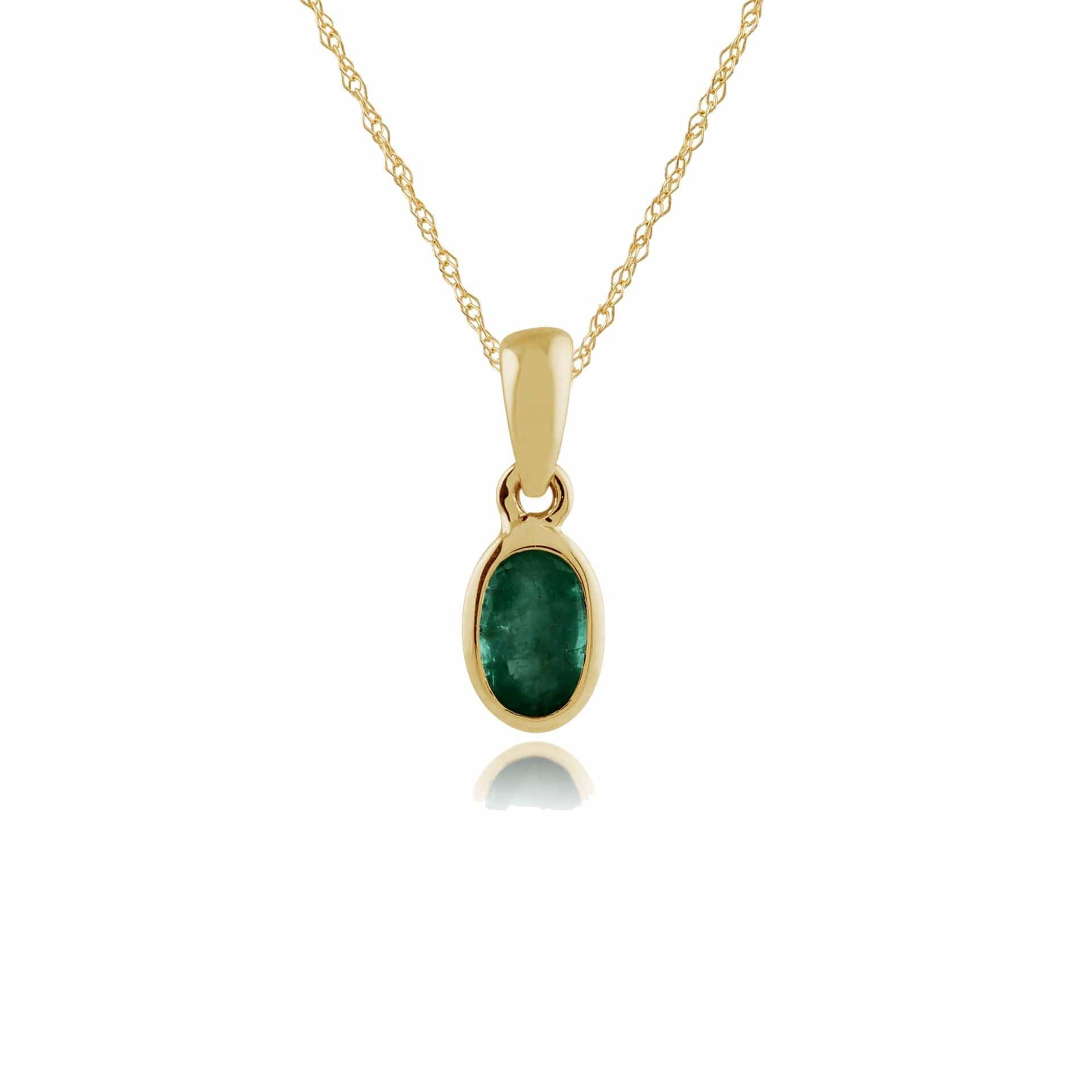 Classic Oval Emerald Pendant in 9ct Yellow Gold - Gemondo