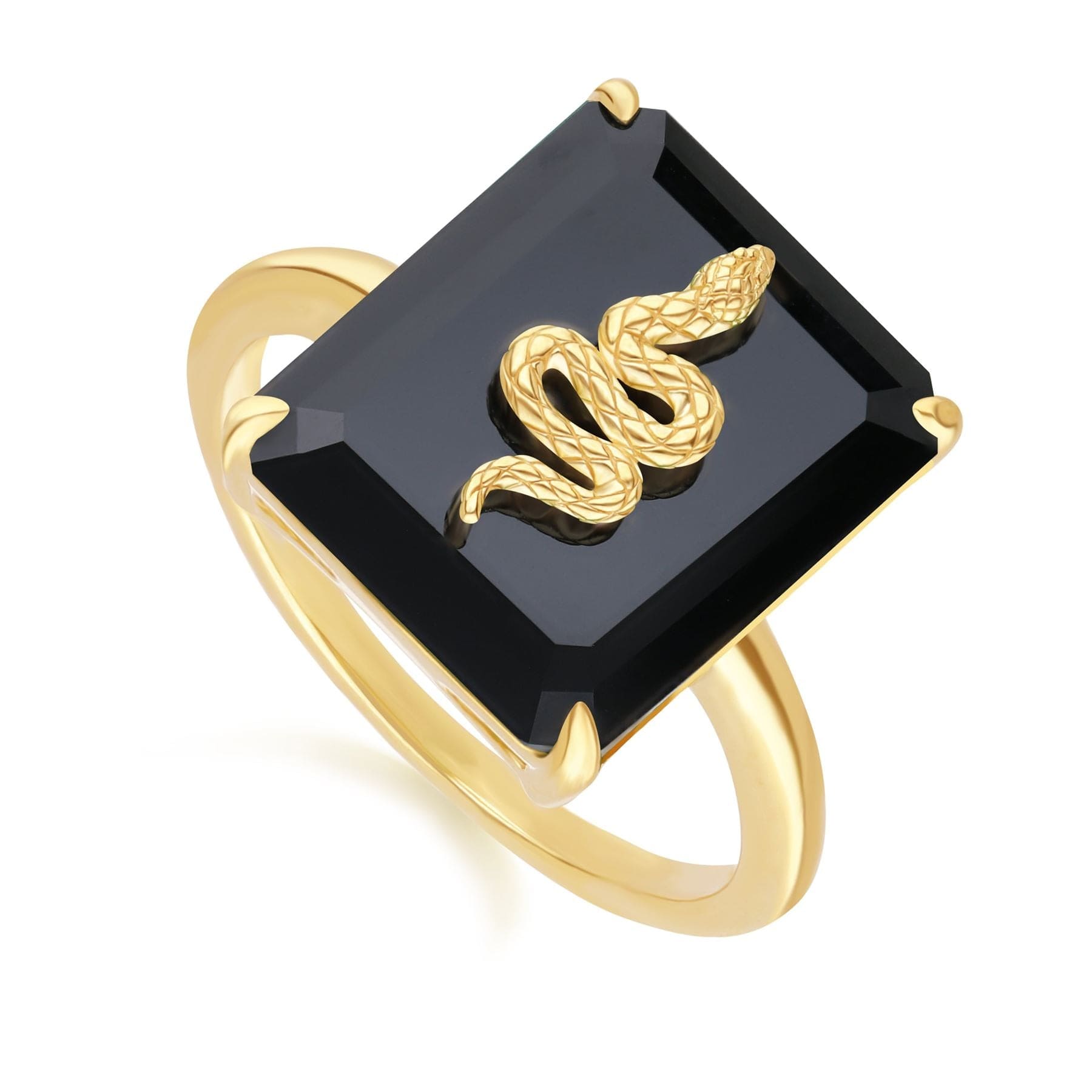 270R065402925 Grand Deco Black Onyx Snake Ring in Gold Plated Sterling Silver Side