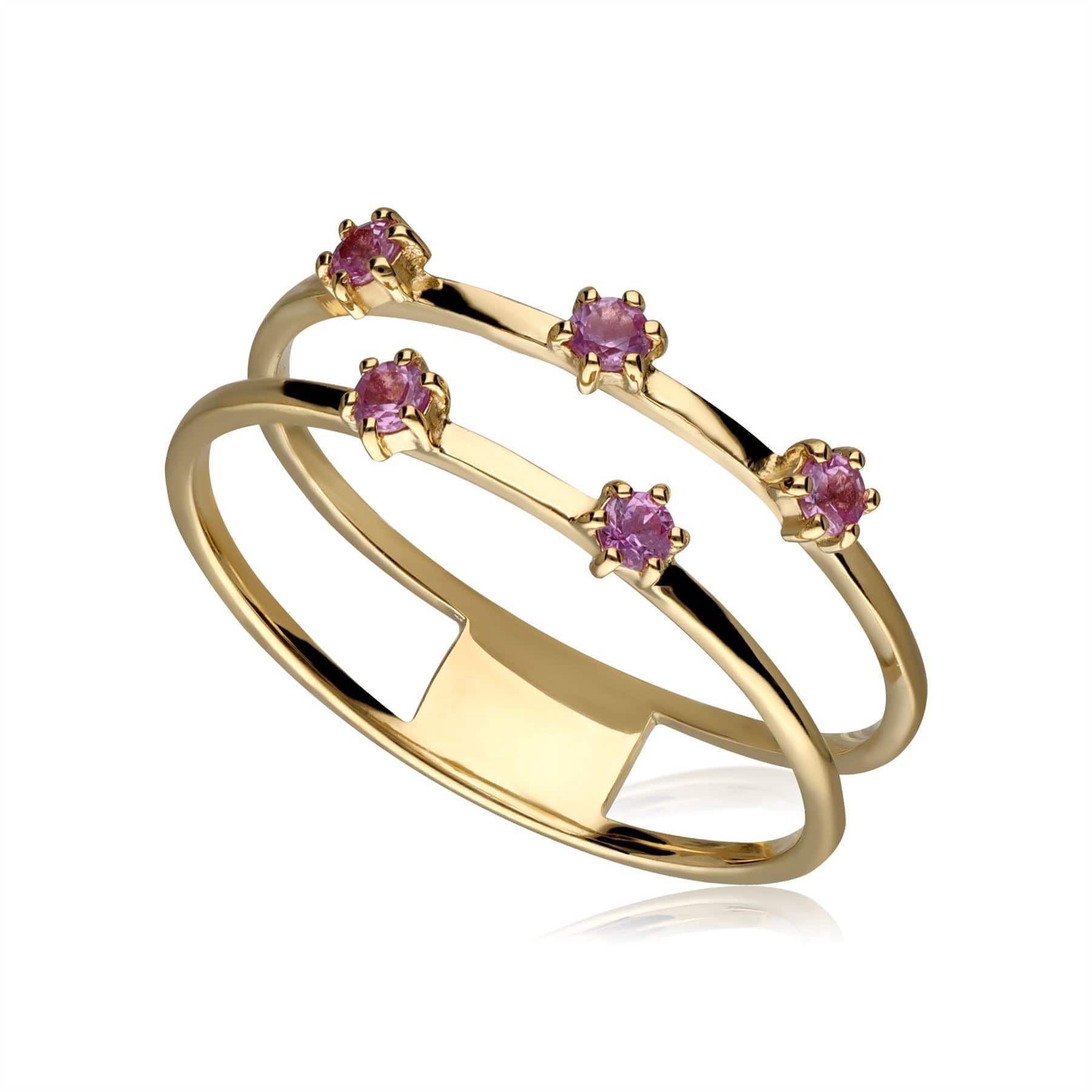 133R9546029 Pink Sapphire Double Band Ring In 9ct Yellow Gold 1
