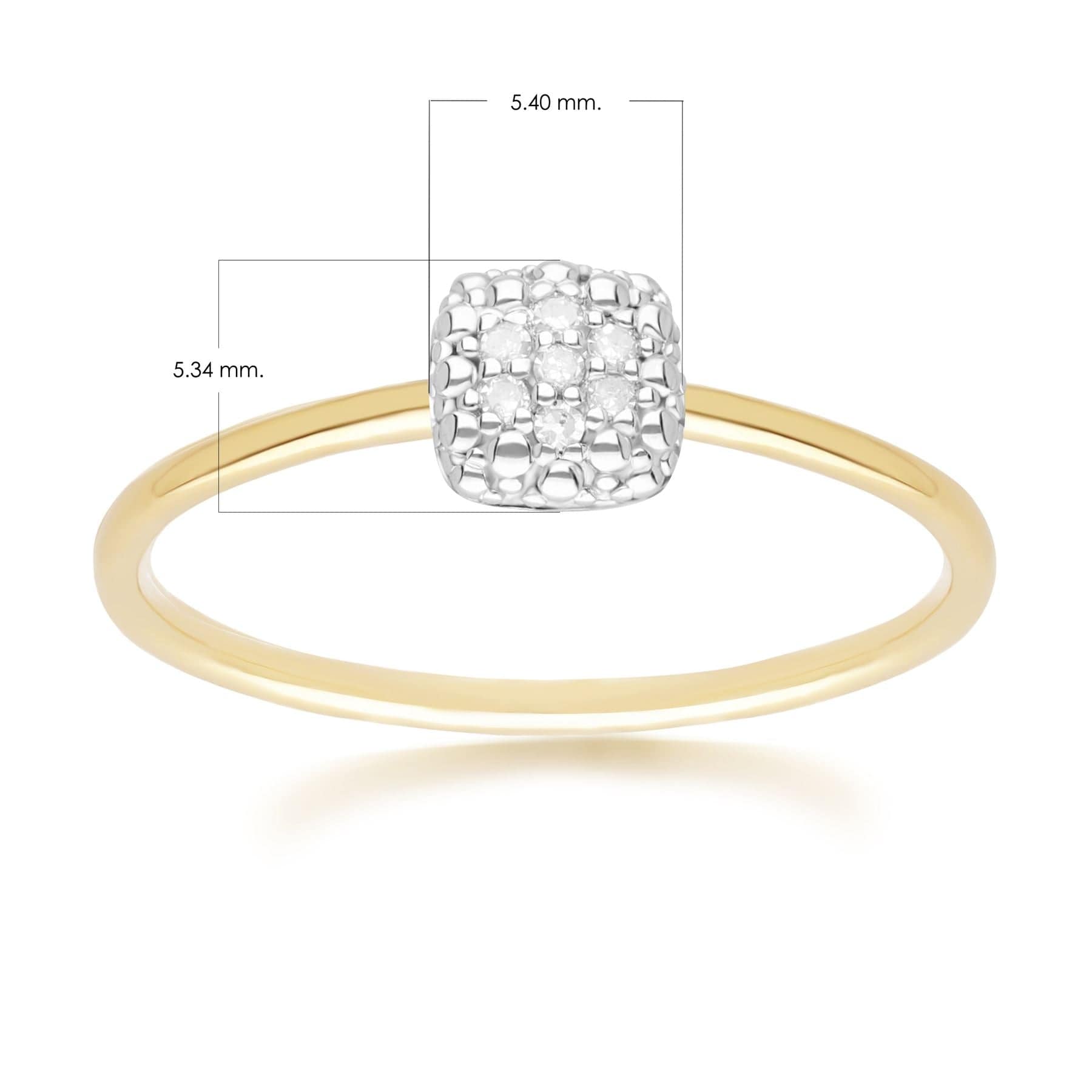 191R0933019 Diamond Pave Square Ring 9ct Yellow Gold Dimensions