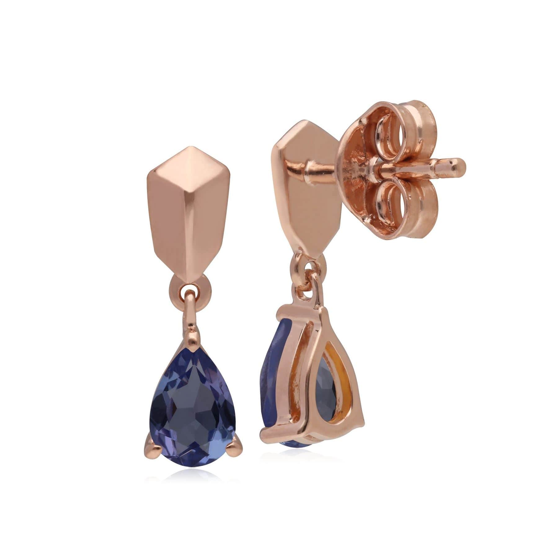 270E029308925 Micro Statement Tanzanite Earrings in Rose Gold Plated Silver 2