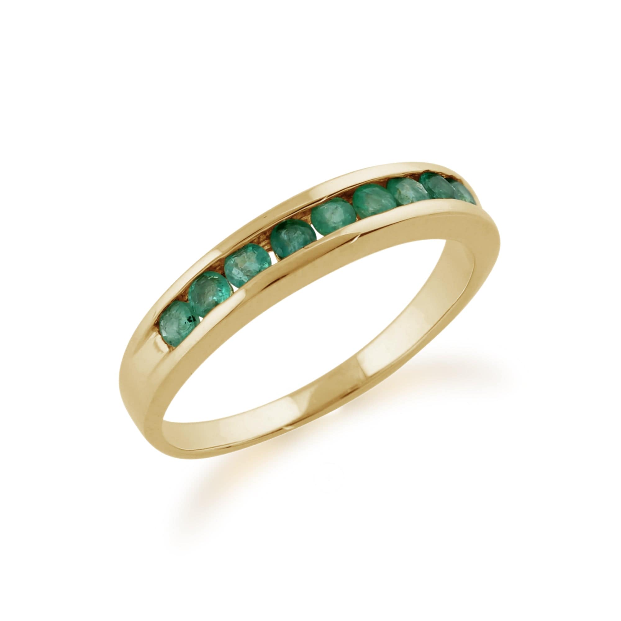 Channel Set 0.44ct Round Emerald Ring in 9ct Yellow Gold 2
