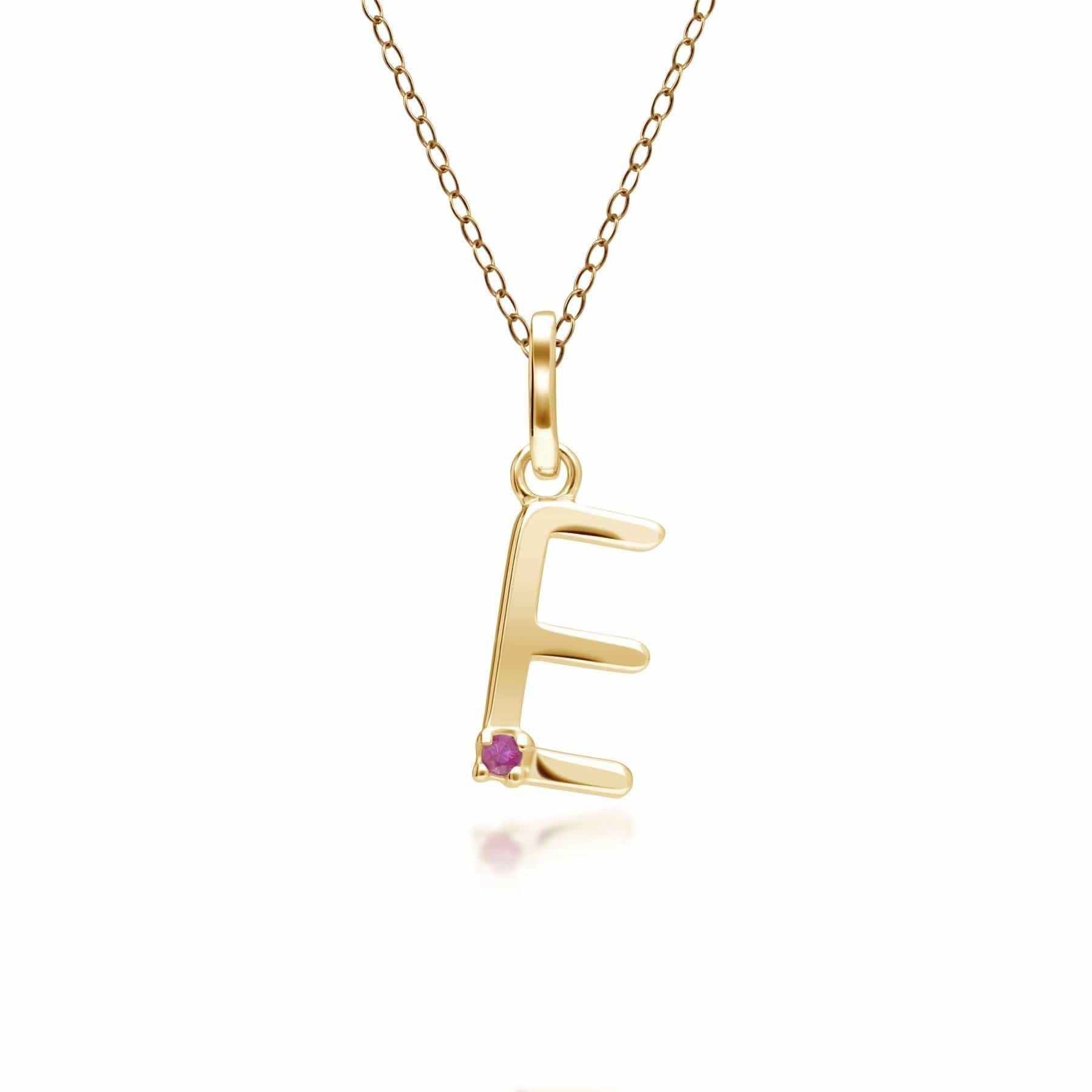 135P2057029 Initial Ruby Letter Necklace In 9ct Yellow Gold 6