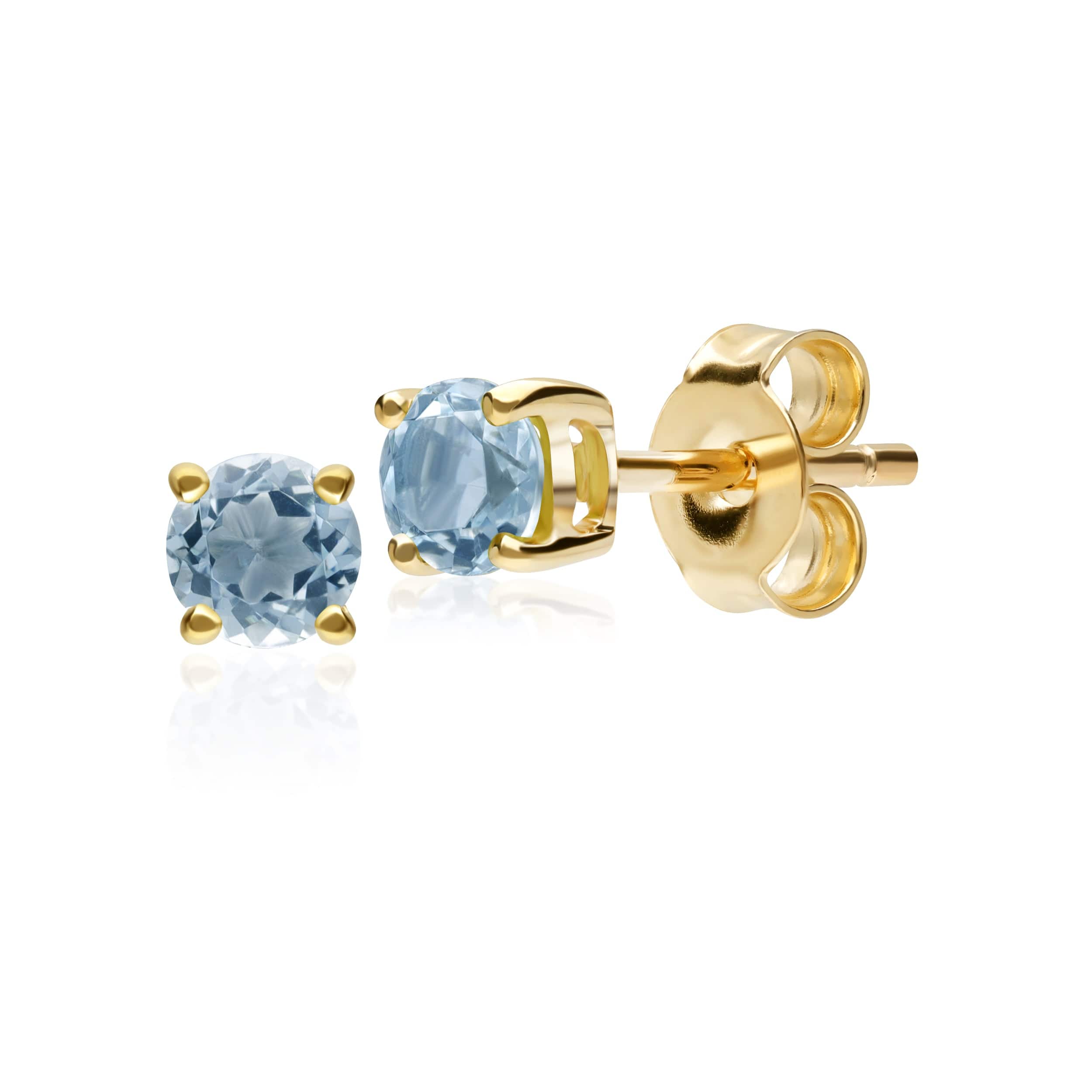 Aquamarine stud earrings in 9ct yellow gold image 1