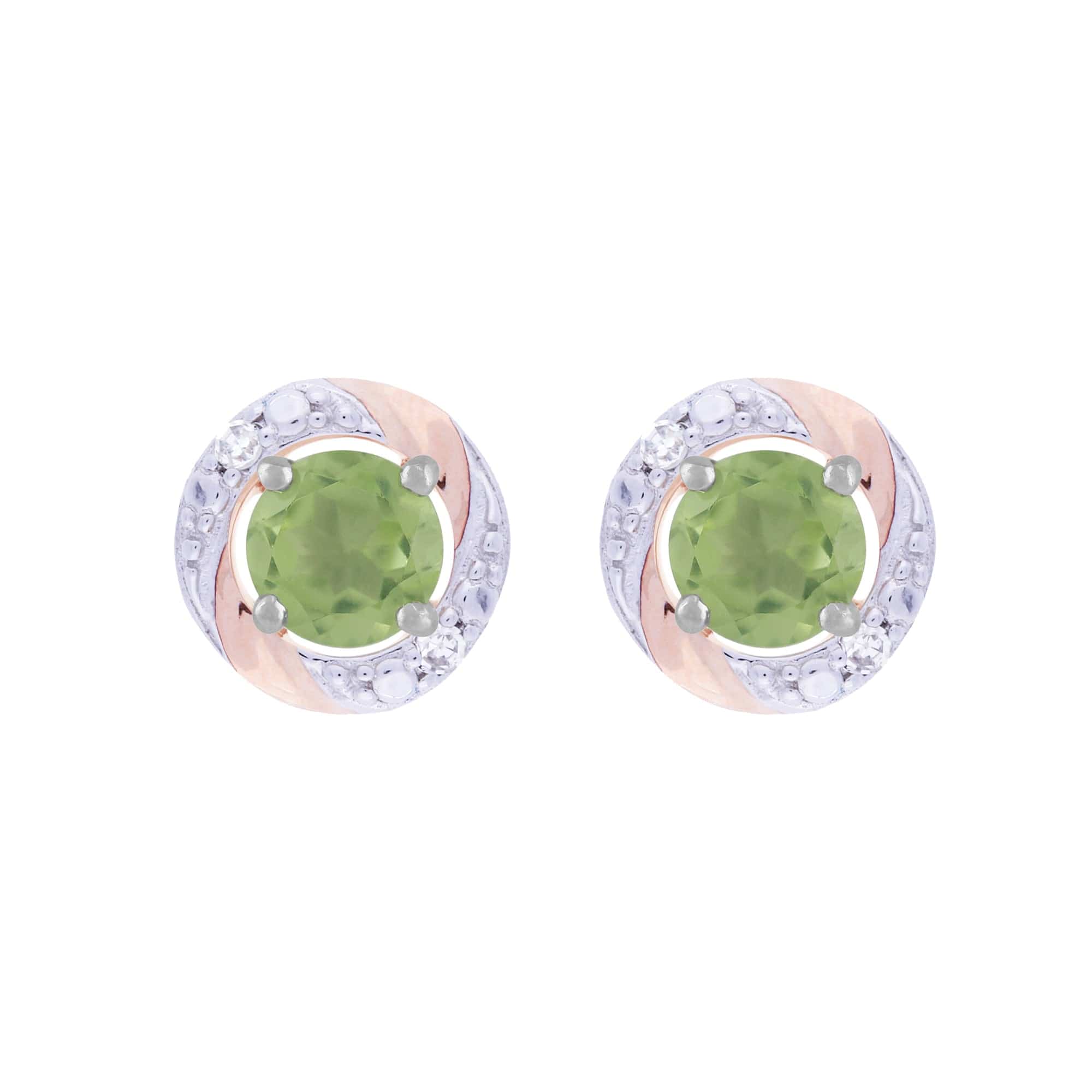 11614-191E0378019 Classic Round Peridot Stud Earrings with Detachable Diamond Round Earrings Jacket Set in 9ct White Gold 1
