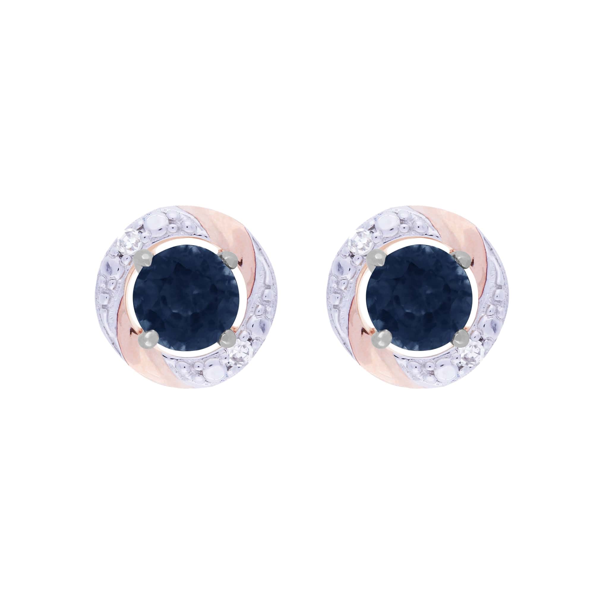 117E0031169-191E0378019 Classic Round Sapphire Stud Earrings with Detachable Diamond Round Earrings Jacket Set in 9ct White Gold 1