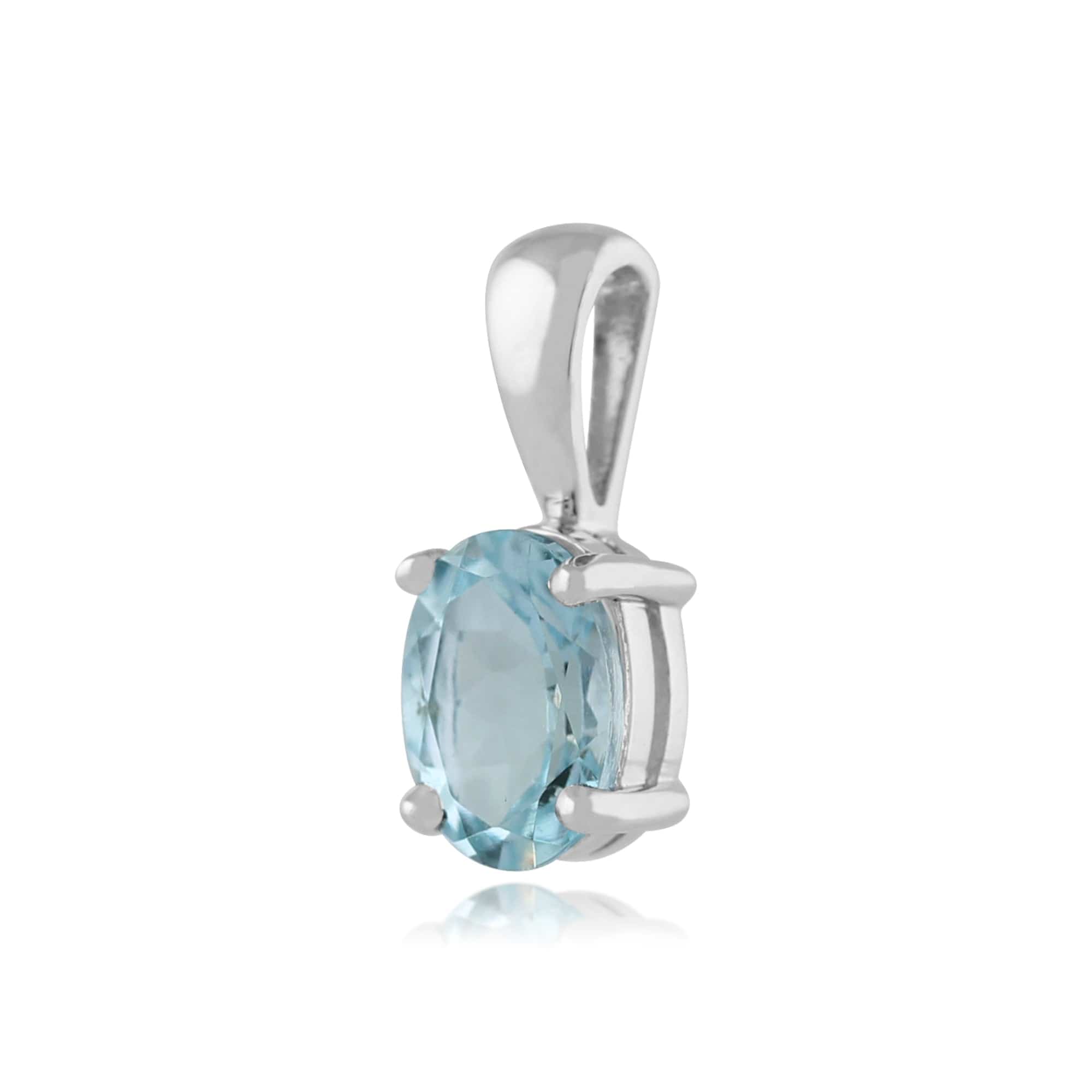 10836 Classic Oval Aquamarine Pendant in 9ct White Gold 2