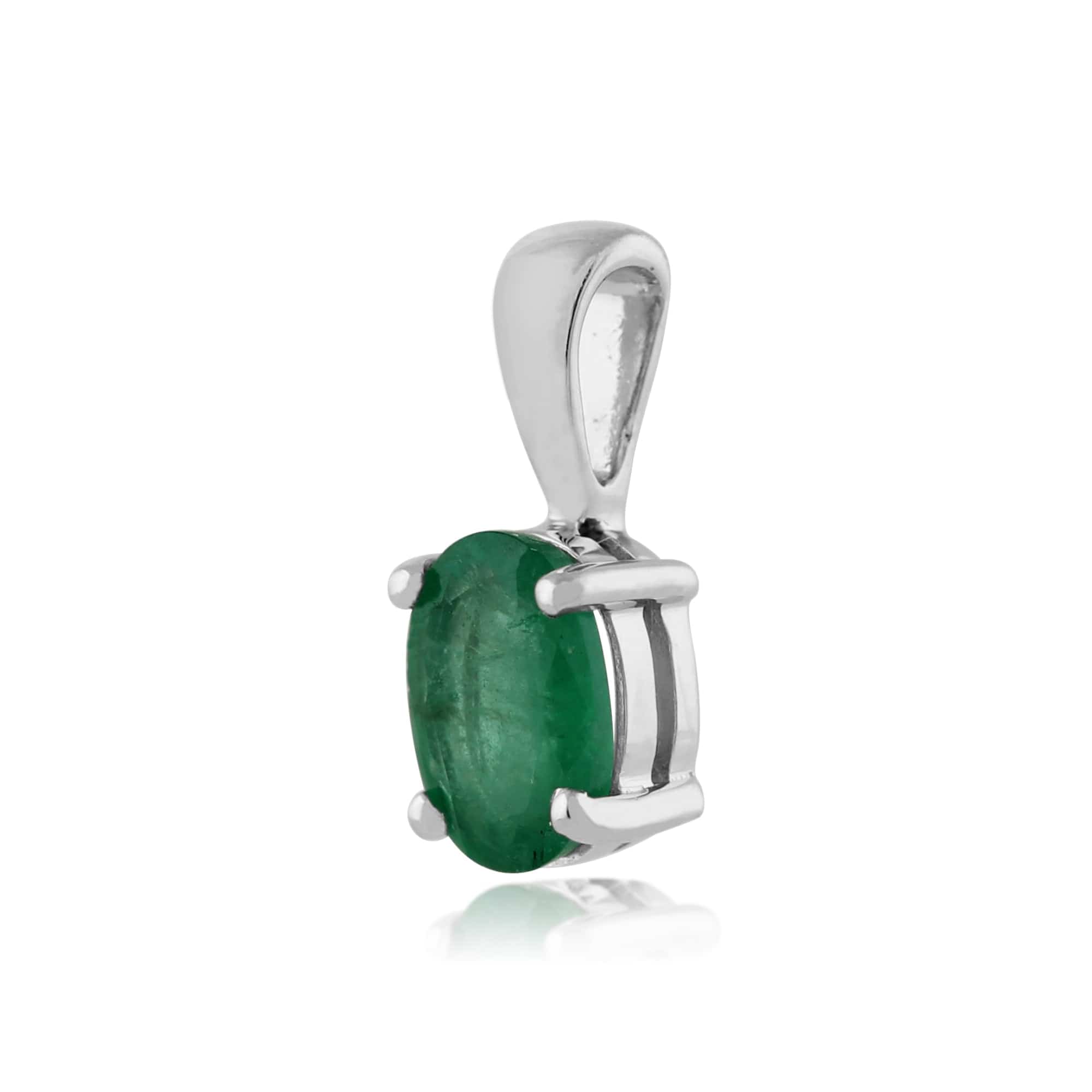 117E0017079-117P0013069 Classic Oval Emerald Single Stone Stud Earrings & Pendant in 9ct White Gold 5