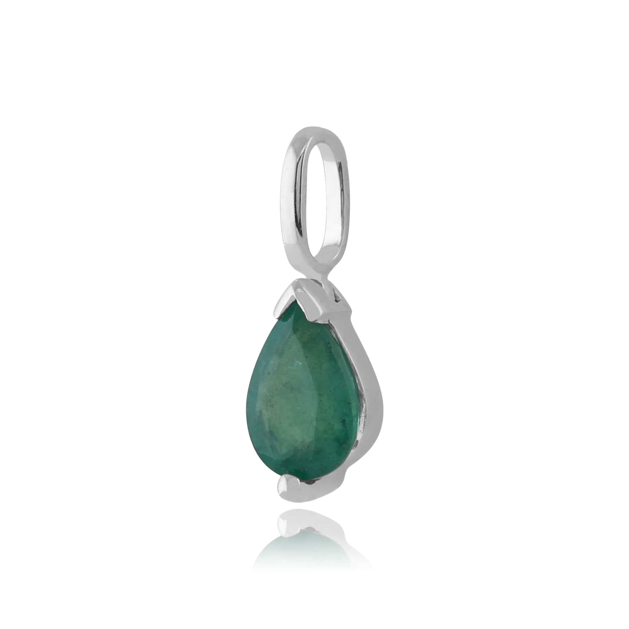 Classic Pear Emerald Pendant in 9ct White Gold - Gemondo
