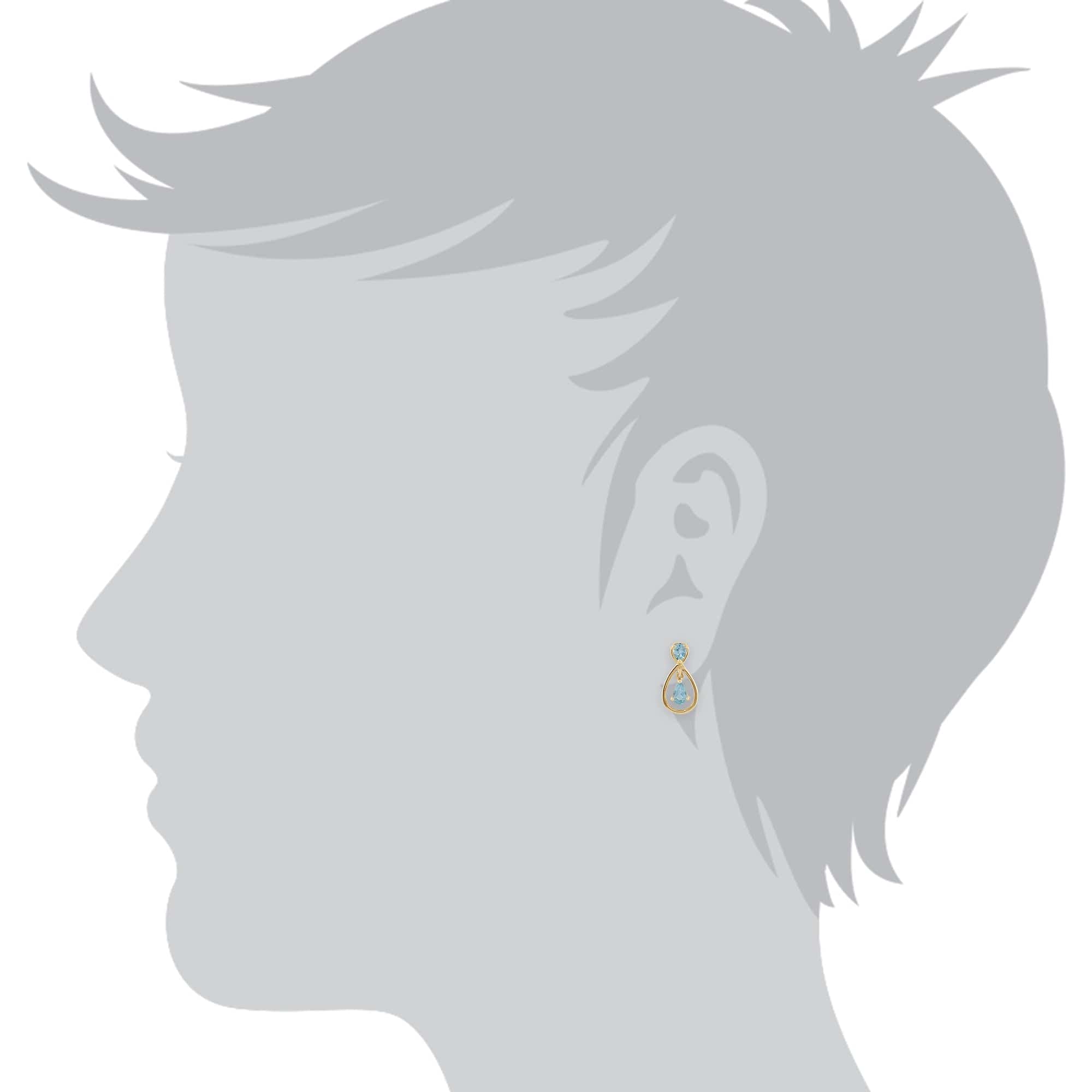 Classic Pear Blue Topaz Drop Earrings in 9ct Yellow Gold - Gemondo