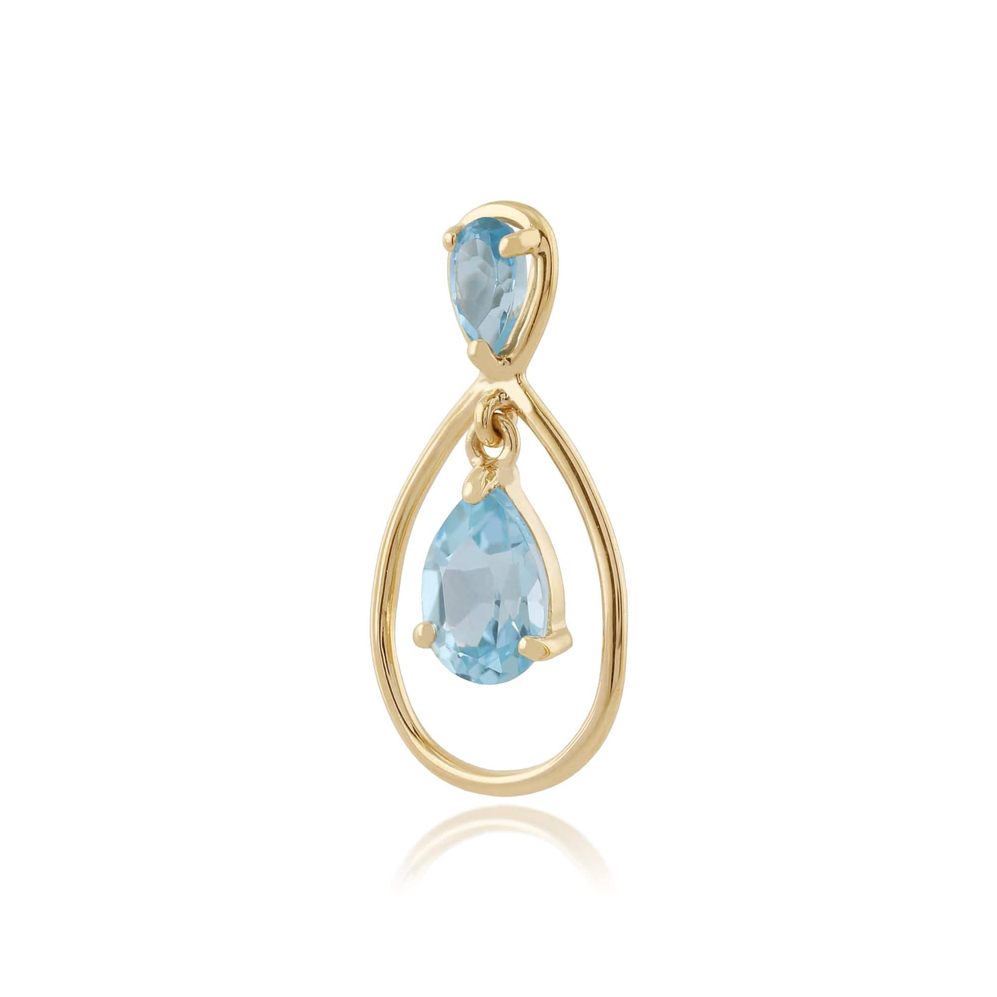 22528 Classic Pear Blue Topaz Drop Pendant in 9ct Yellow Gold 2