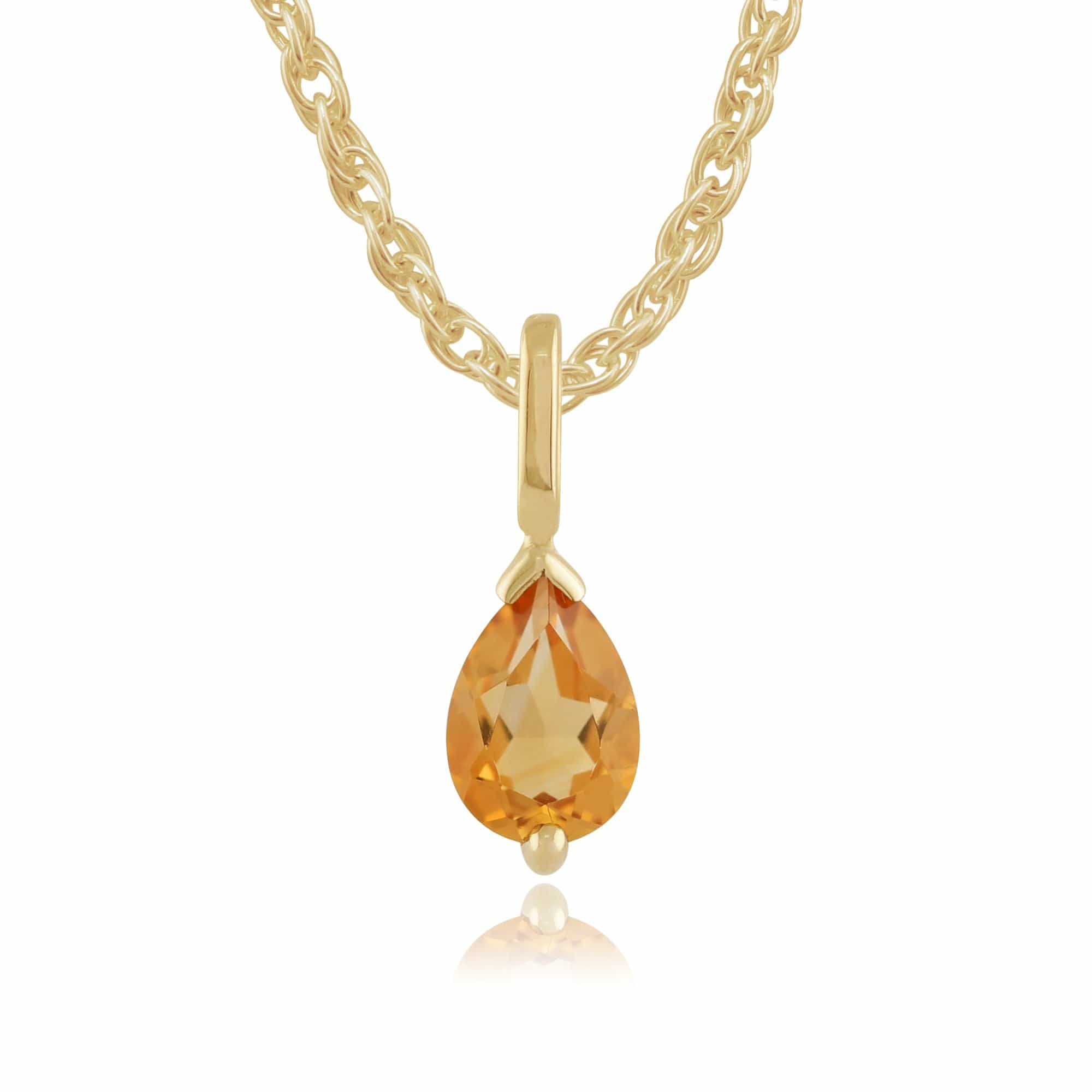 Classic Pear Citrine Pendant in 9ct Yellow Gold - Gemondo