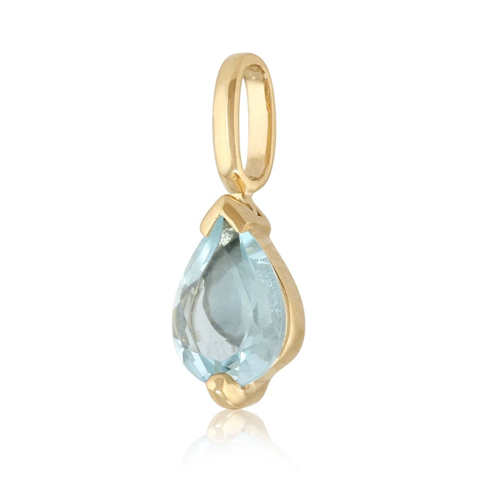 22556 Classic Pear Aquamarine Pendant in 9ct Yellow Gold 2