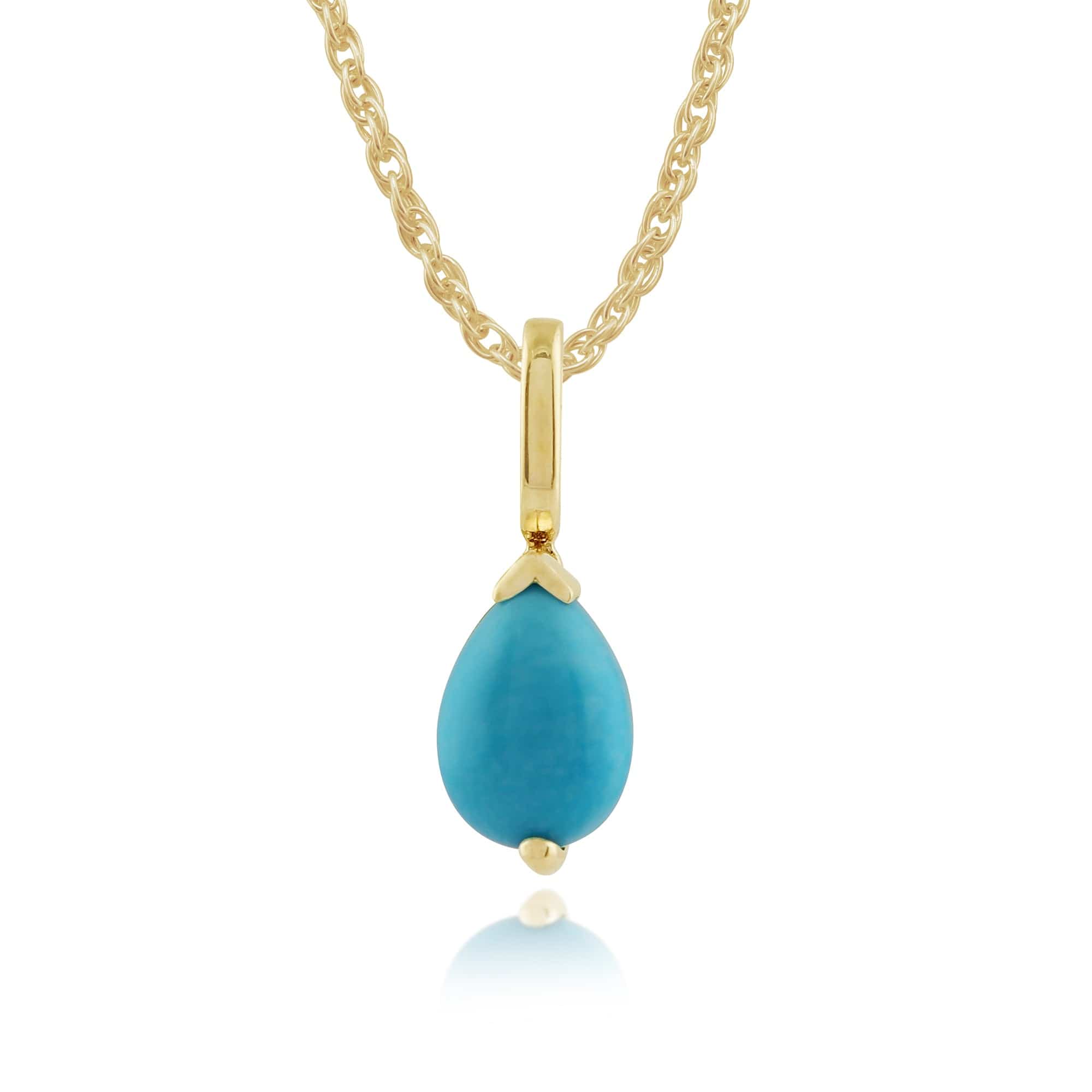 Classic Pear Turquoise Pendant in 9ct Yellow Gold - Gemondo