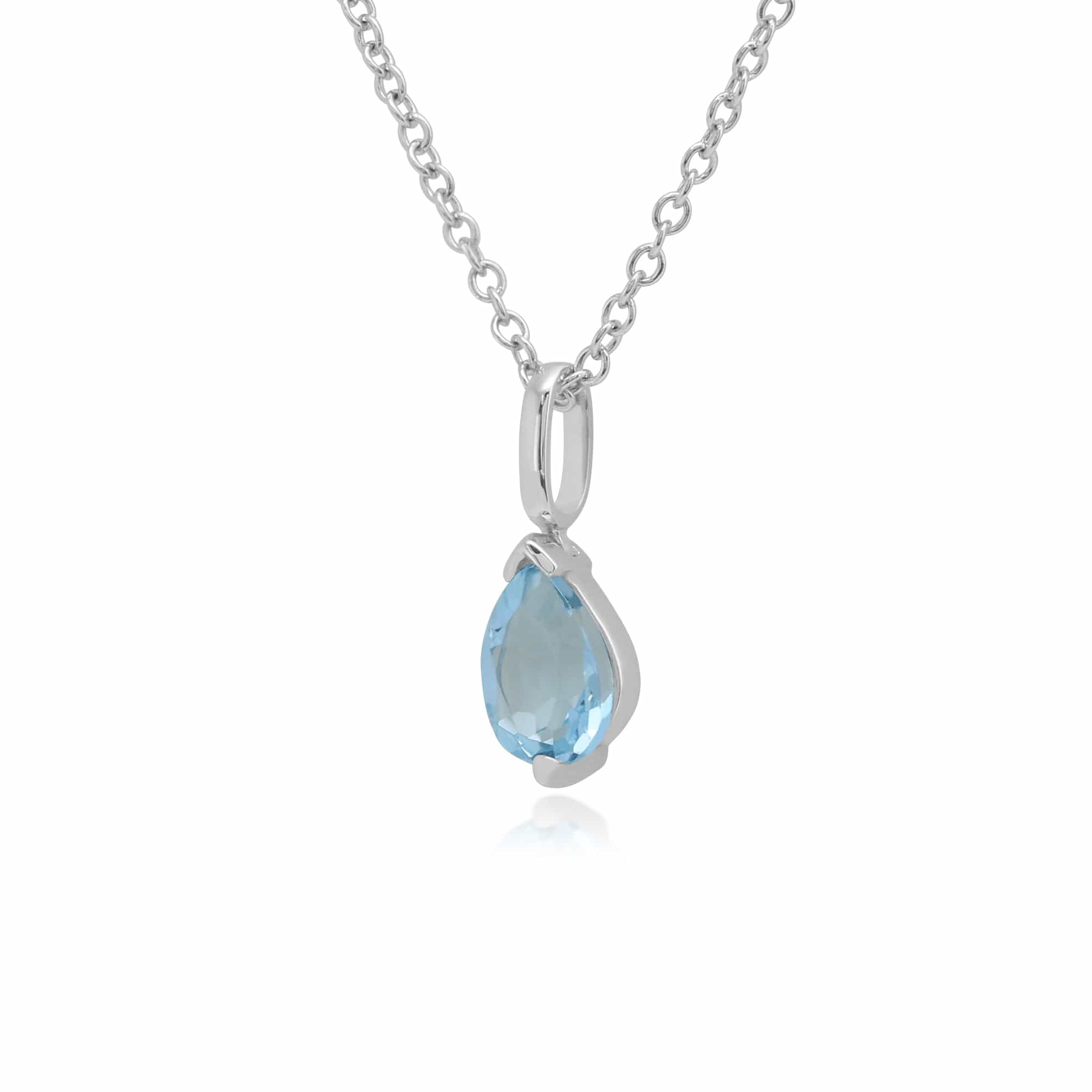 Classic Pear Blue Topaz Pendant in 9ct White Gold - Gemondo